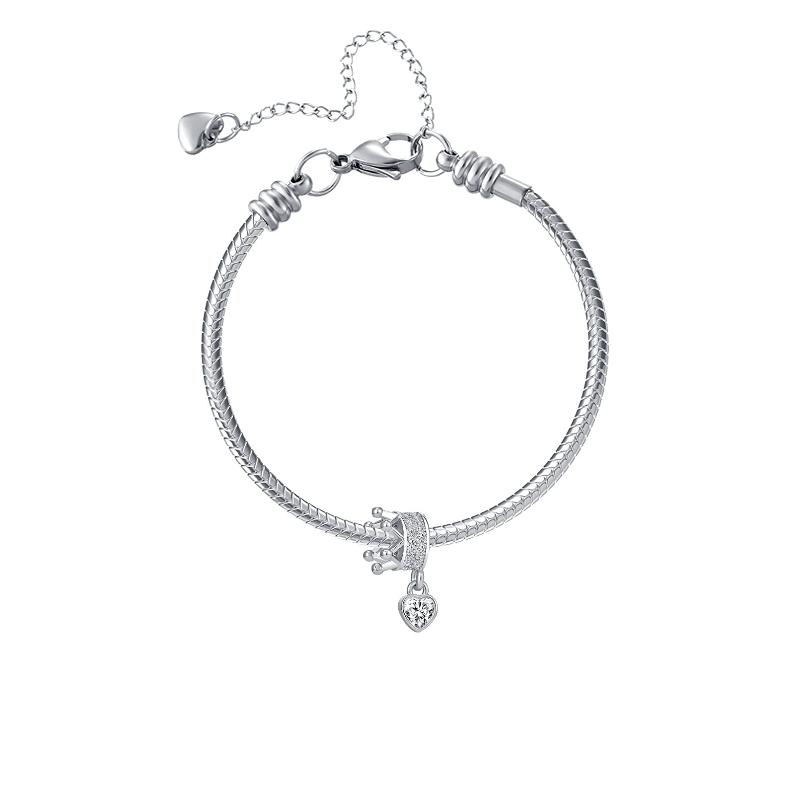 Pandora Princess Crown Charms - Heart Love Beads for Bracelets | Perfect for Valentine's Gifts, Birthday Jewelry & DIY Customization