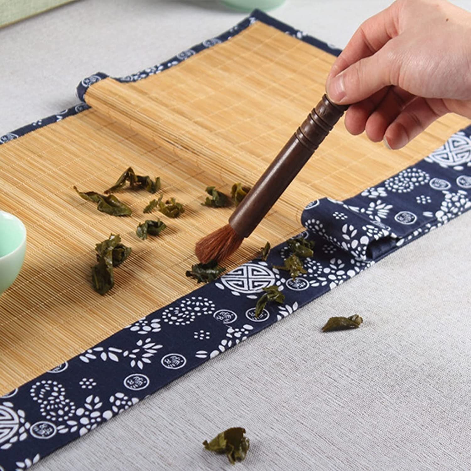 Natural Bamboo Tablecloth - Hand-Woven Linen Table Runner for Kung Fu Tea Ceremony, Farmhouse Dining Decor & Tea Set Accessories | Perfect for Zen Tea Parties, Rustic Weddings & Asian-Inspired Home Decor
