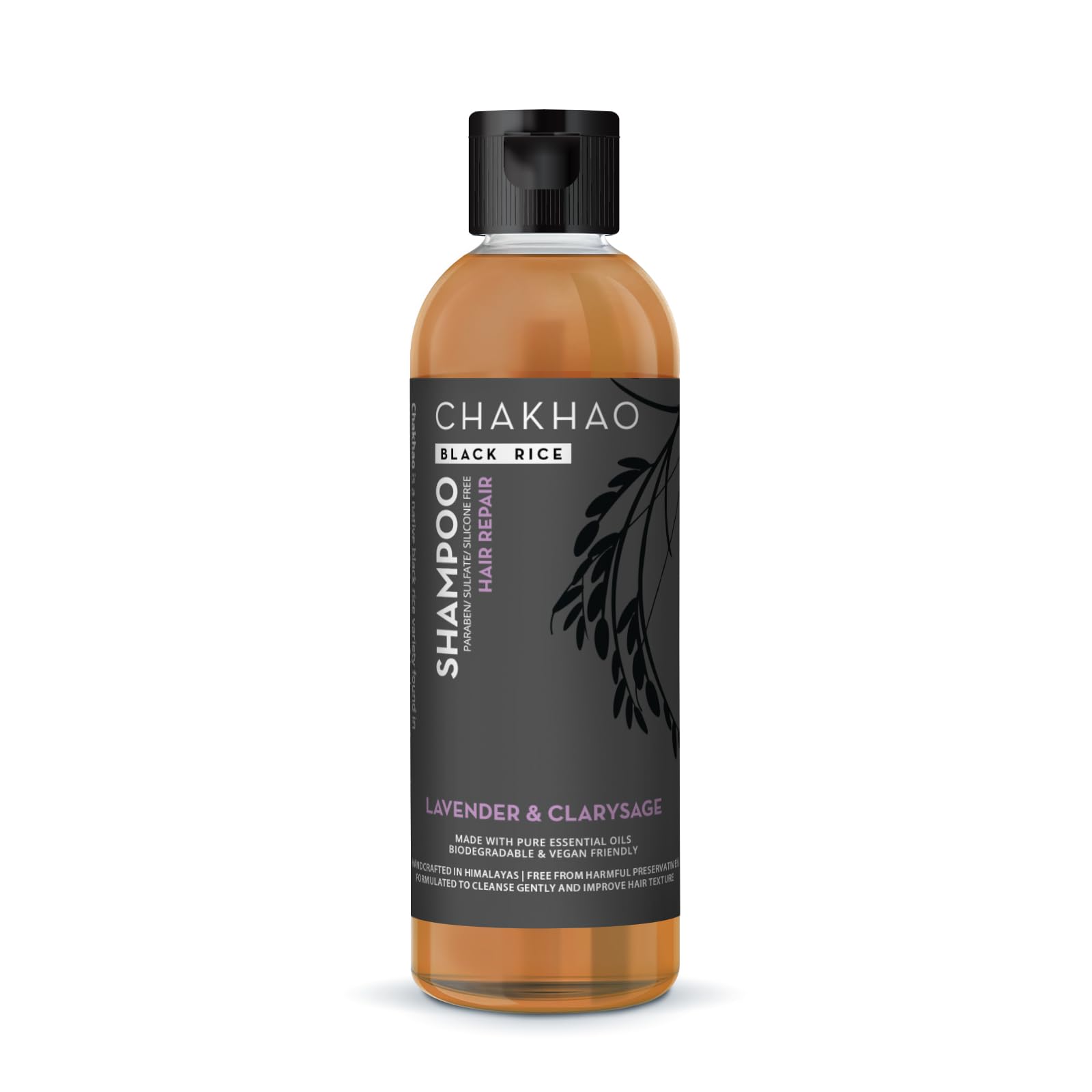 FOR8 Chakhao Fermented Black Rice Water Hair Repair Shampoo - Sulfate Free, Paraben Free, Silicone Free & Preservative Free | Natural Lavender & Clary Sage Essential Oils - 200ml | Deep Hydration for Damaged Hair, Color-Treated Hair & Daily Hair Care