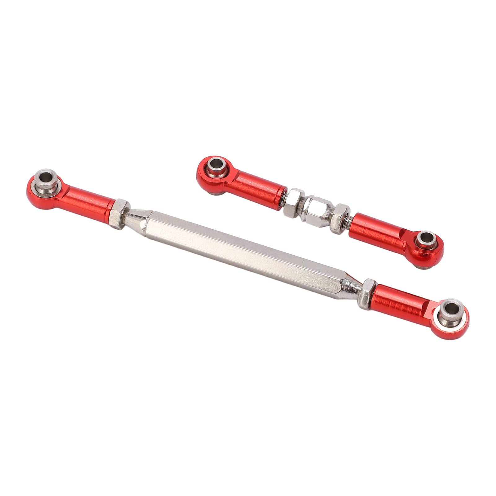 Metal Steering Linkage for MN Series D90 MN90 RC Cars - Adjustable Aluminum Alloy Servo Link Pull Rod (Red) | Upgrade Your RC Car's Precision & Durability for Off-Road Racing & Crawling