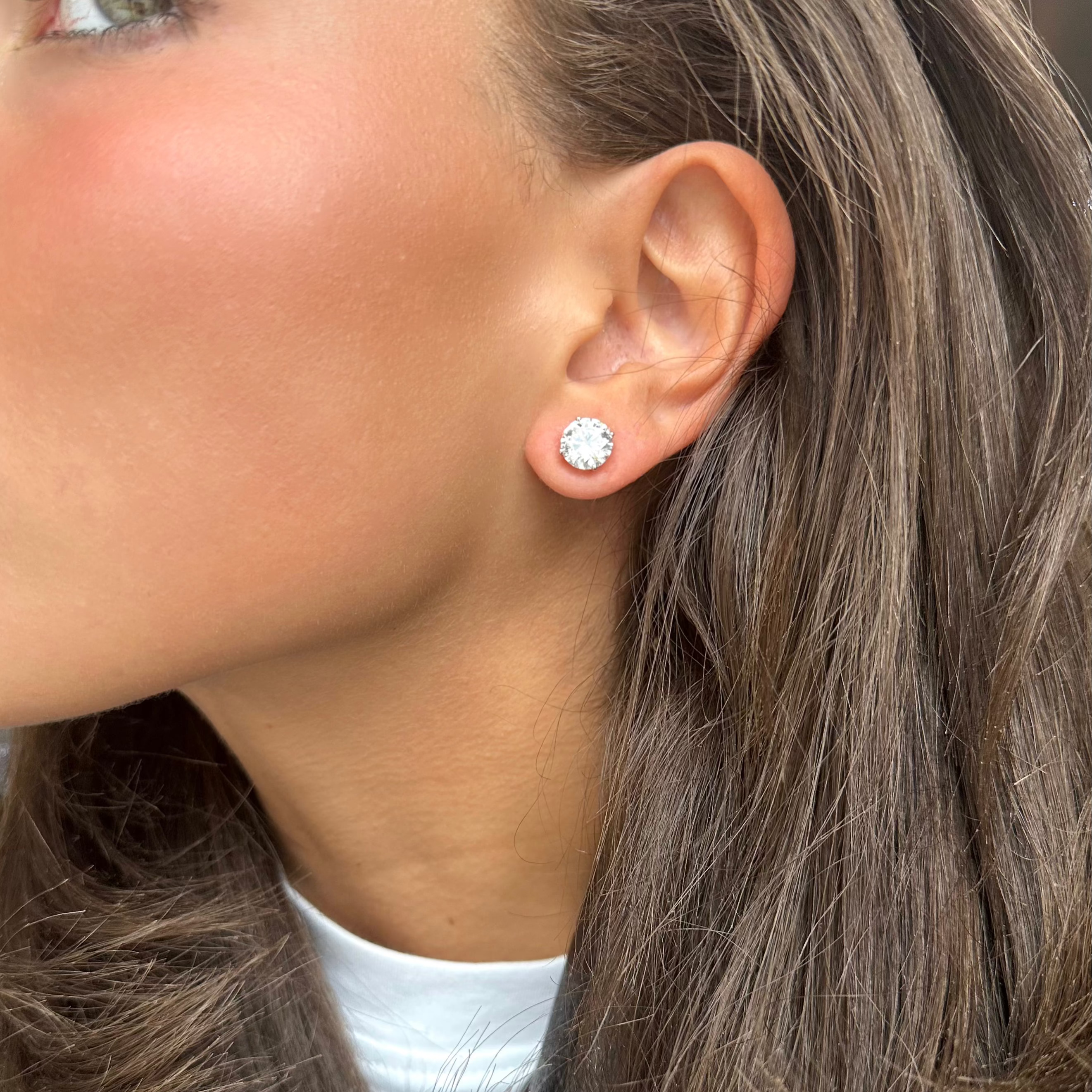 Lab Grown Diamond Stud Earrings for Women - 1 Carat Round Cut, 14K White Gold, Hypoallergenic - Perfect for Weddings, Anniversaries & Everyday Luxury