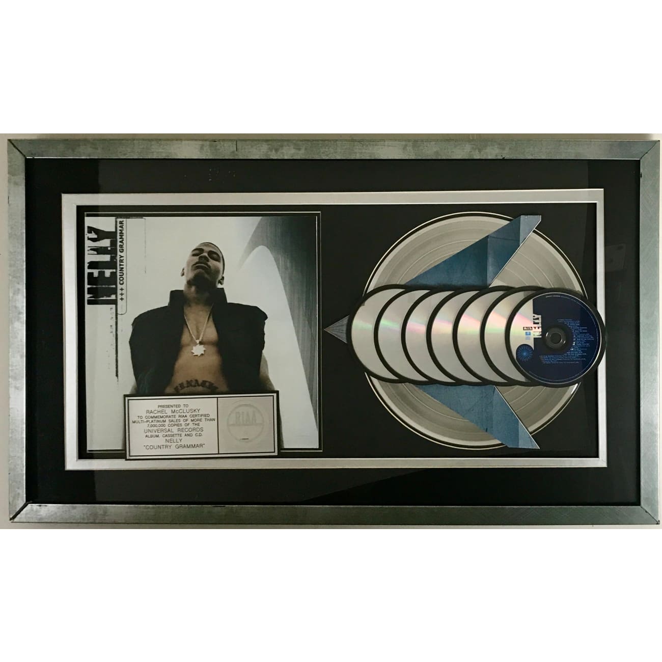 Nelly Country Grammar RIAA 7x Multi Platinum Album Award - Official Certified Music Collectible for Fans & Display