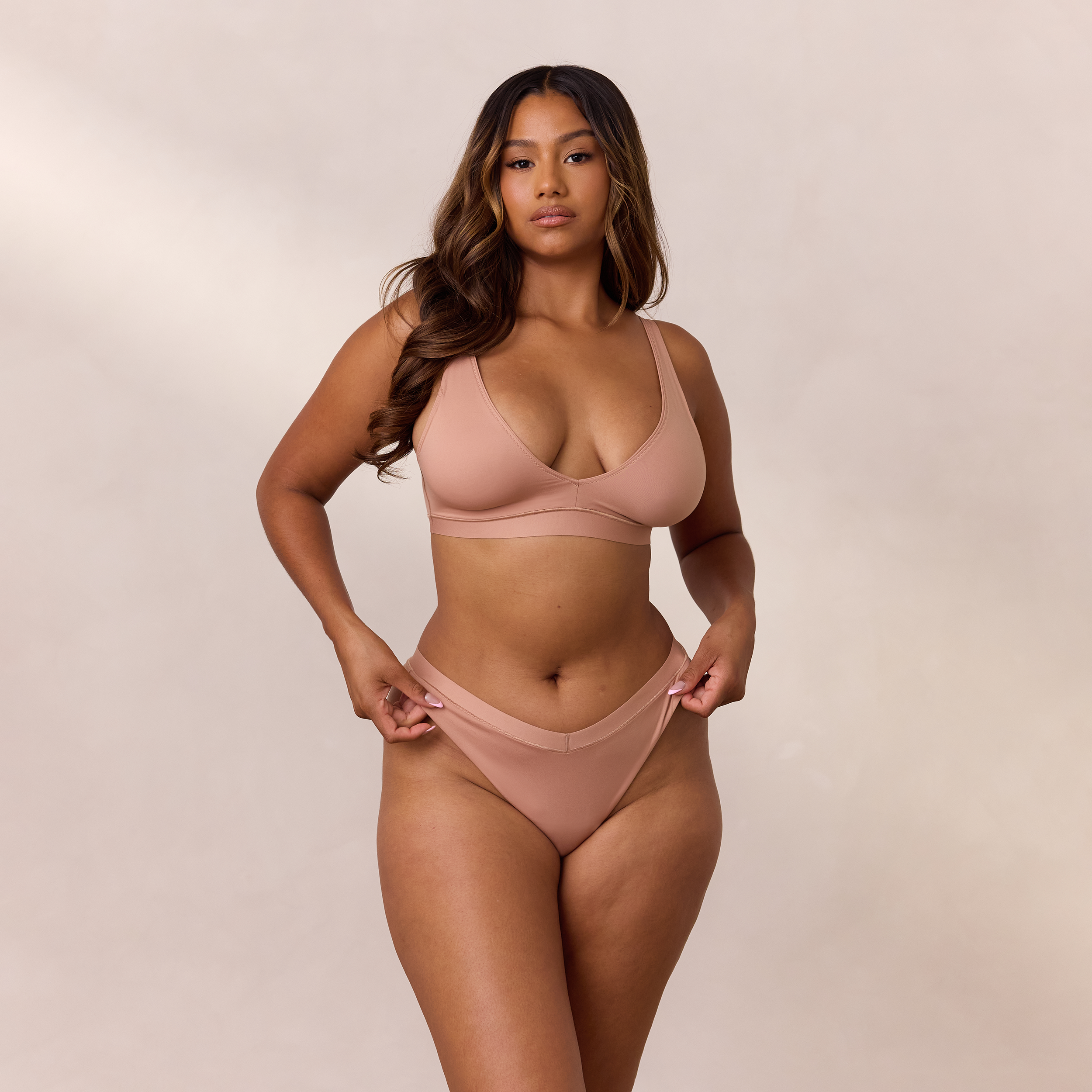 Everyday Comfort Triangle Bra - Wireless Soft Lace Bralette for Women - Honey Color - Perfect for Yoga, Lounge & Sleep