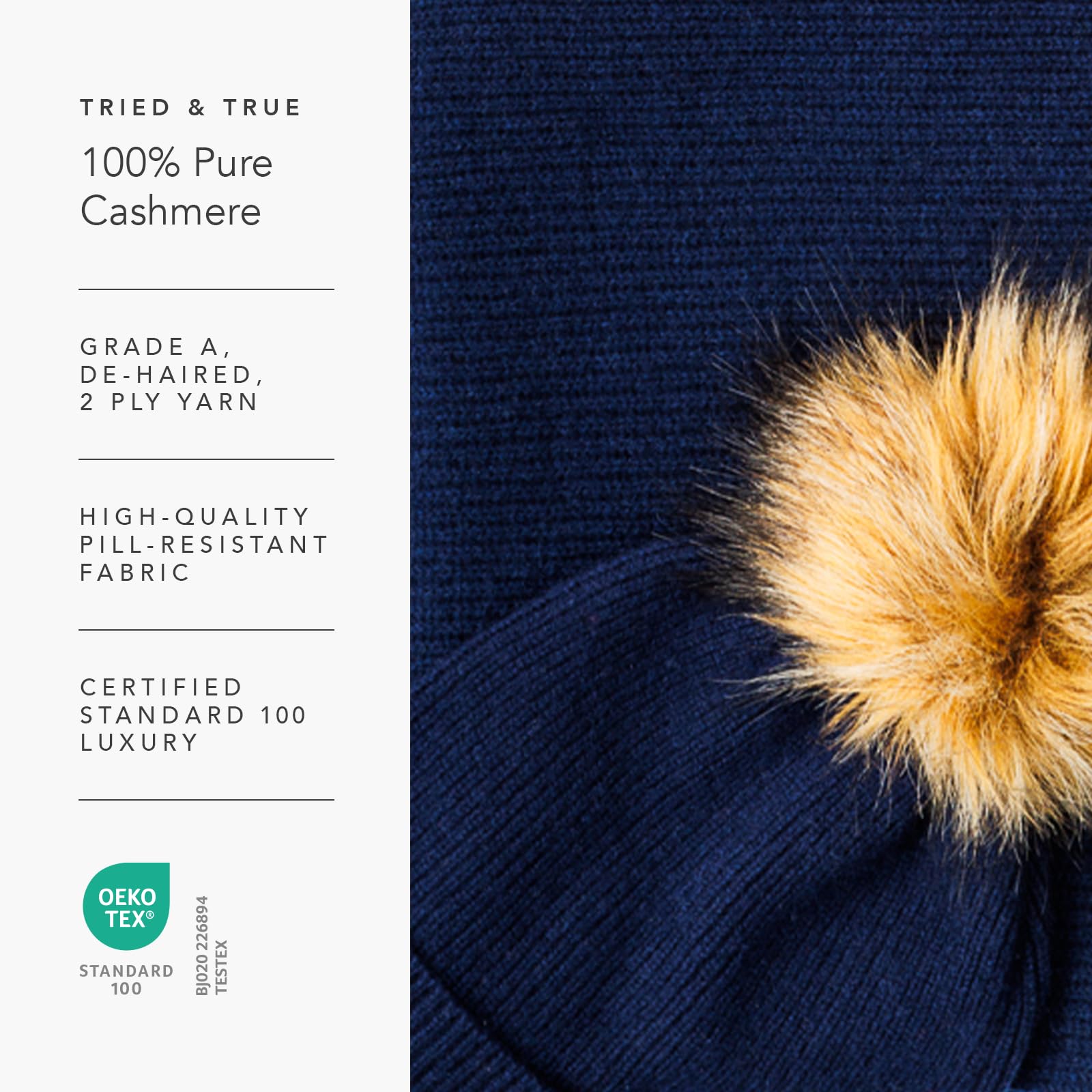Fishers Finery Women's 3-Piece 100% Cashmere Winter Set - Pom Beanie Hat, Gloves & Scarf with Gift Box | Soft & Warm Accessories for Cold Weather, Christmas Gifts, Outdoor Activities
