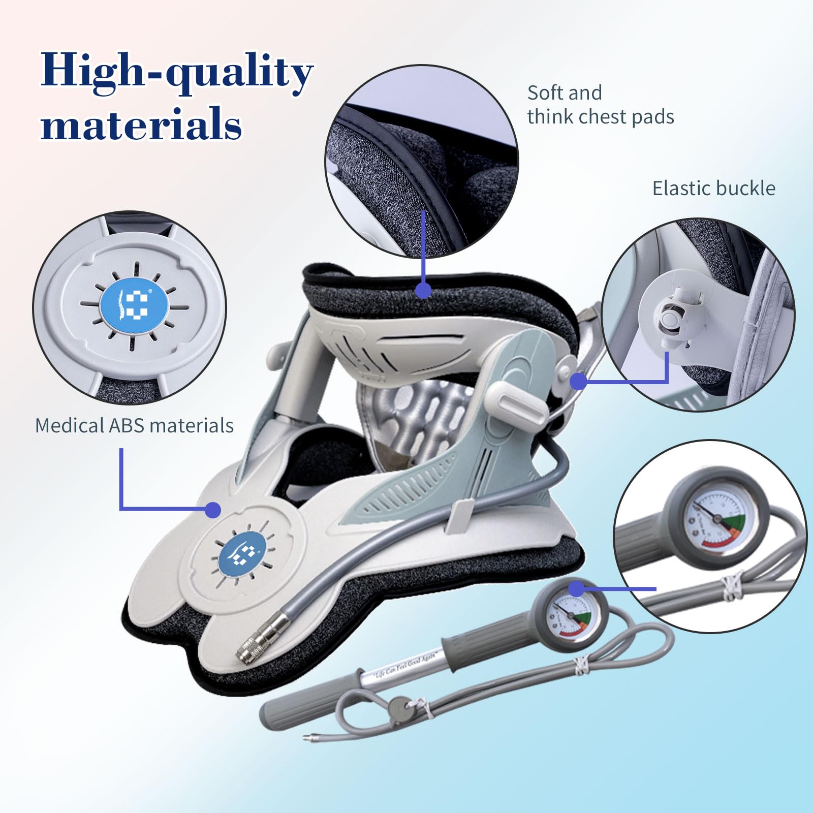 **Cervical Neck Traction Device for Pain Relief - Air Pump Neck Brace with 3 Power Traction & 8 Airbag Support - Neck Decompression & Tension Relief - Perfect for Office, Travel & Home Use**