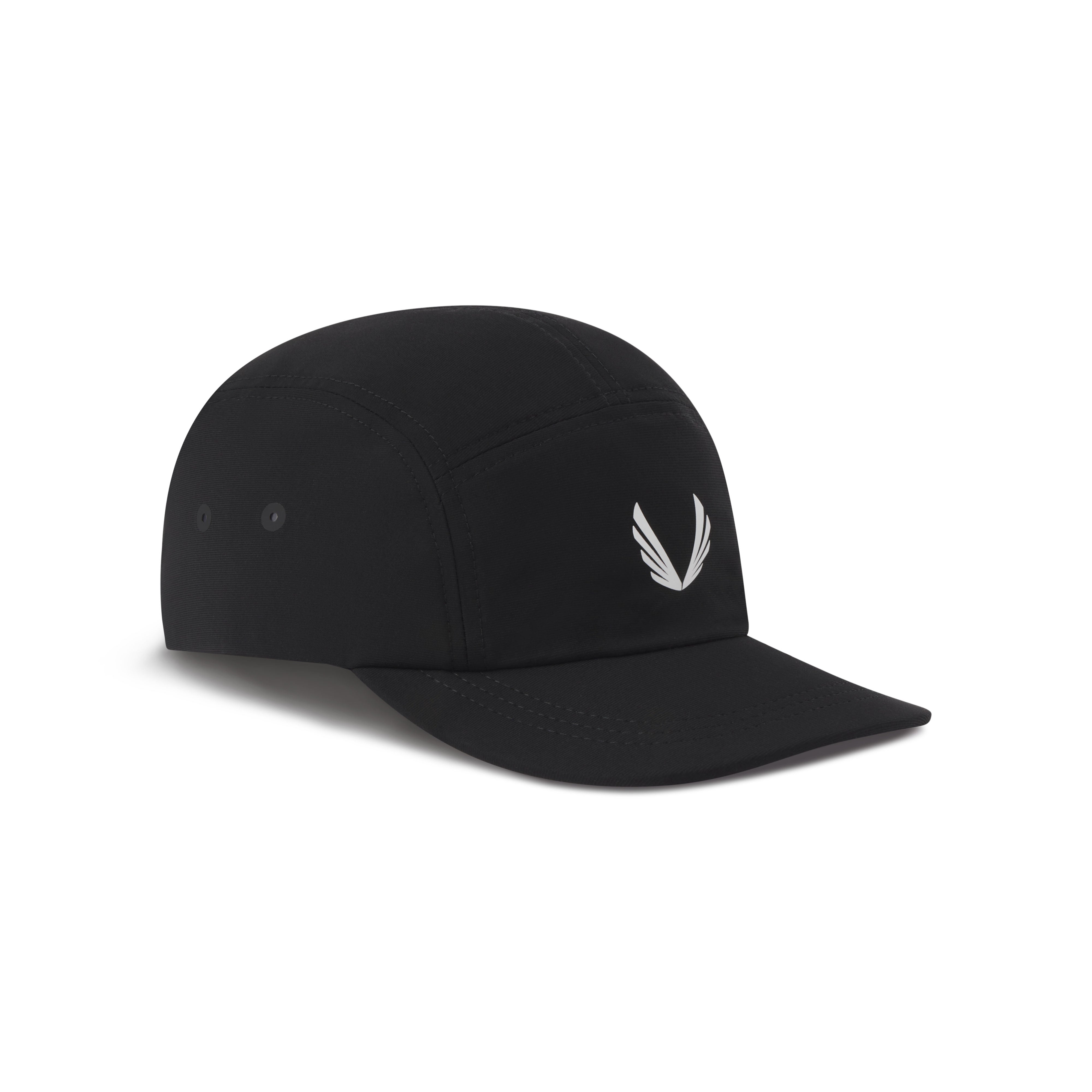 Tetra Lite® 5 Panel Run Cap - Black/White Wings - Lightweight Running Hat for Men & Women - Perfect for Jogging, Hiking & Outdoor Activities