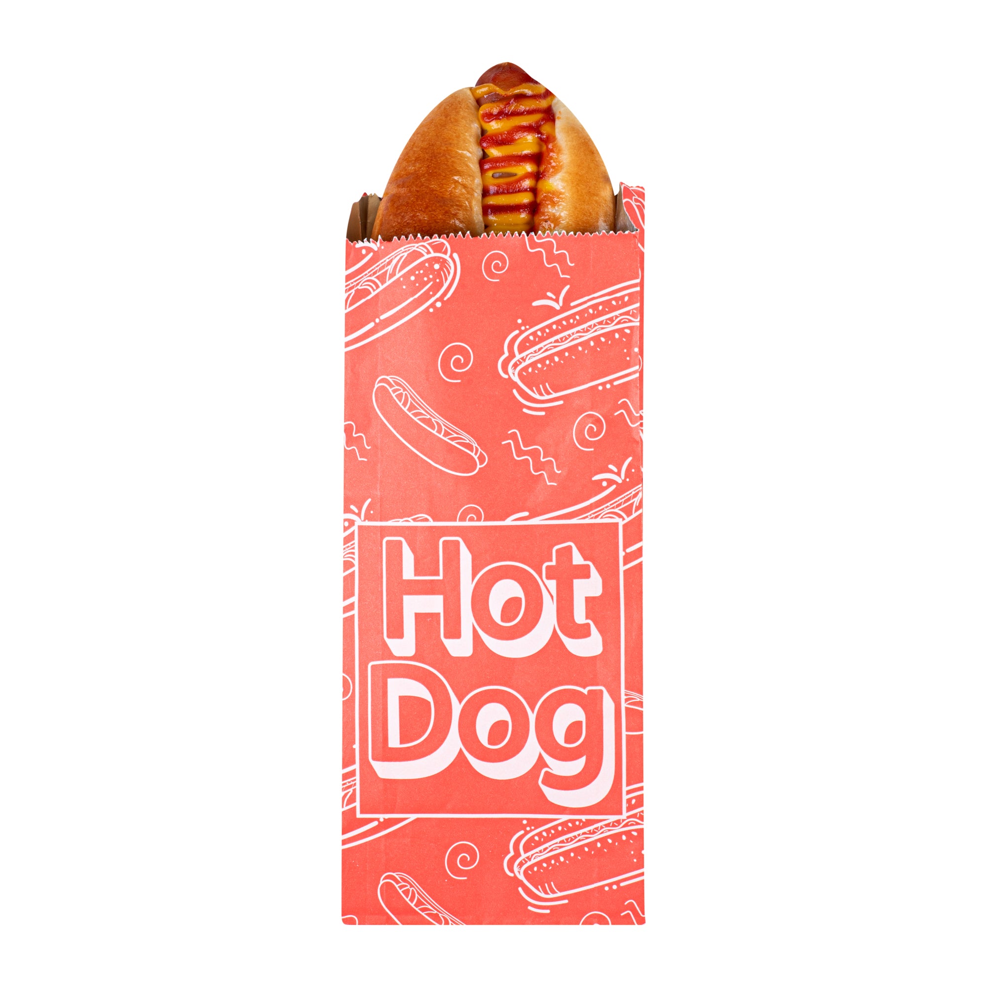 Red Printed Small Hot Dog Foil Bags 3.75