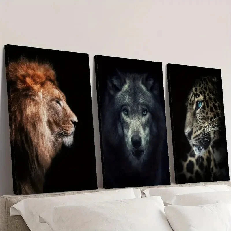 3-Piece Wildlife Portrait Closeup Wall Art Set - Framed Canvas Paintings 40x60cm - High Quality Prints - 100% Australian Made - Ready to Hang - Perfect for Living Room, Bedroom & Office Decor