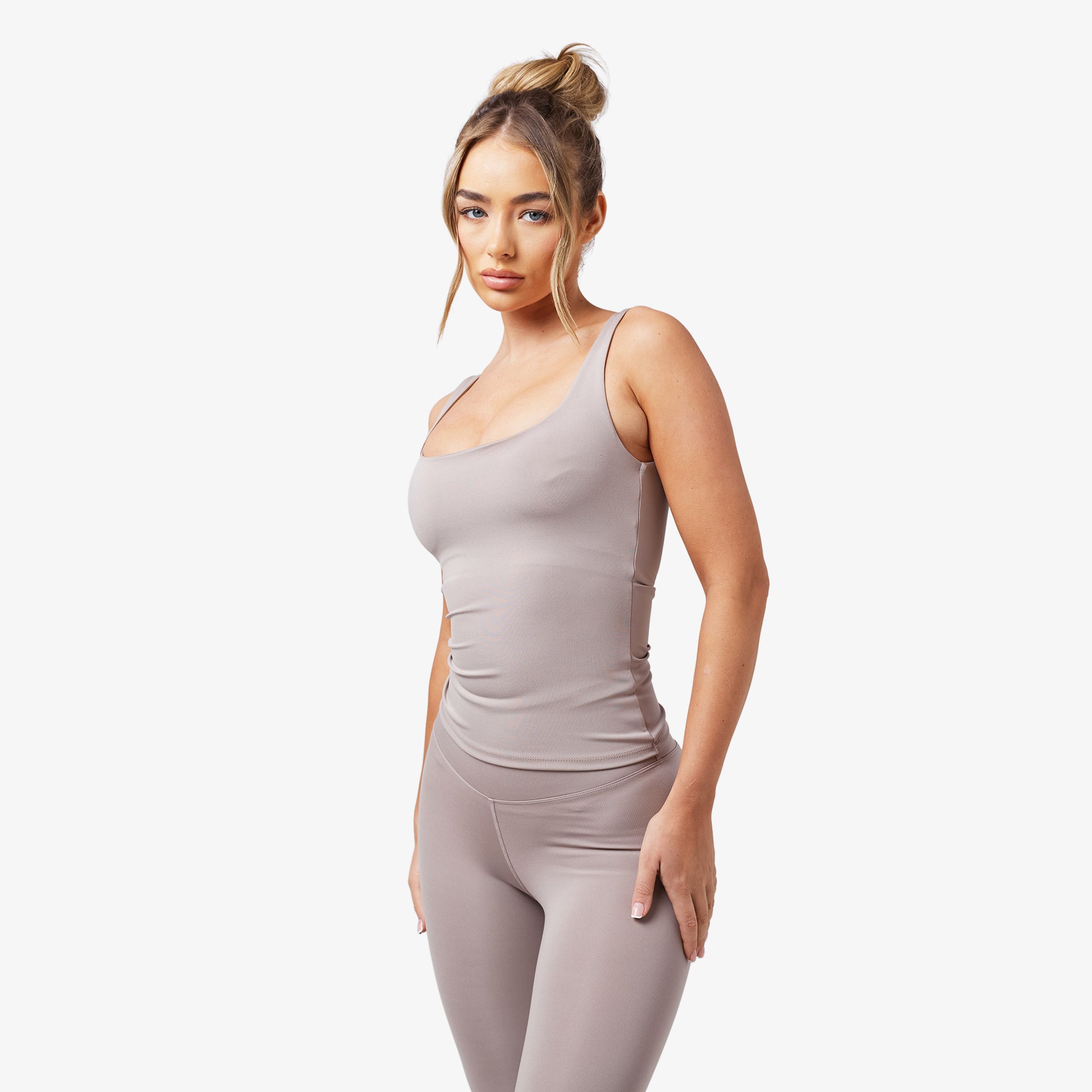 Second Skin Square Neck Vest in Taupe - Soft & Stretchy Layering Piece for Women | Perfect for Work, Date Night & Everyday Wear