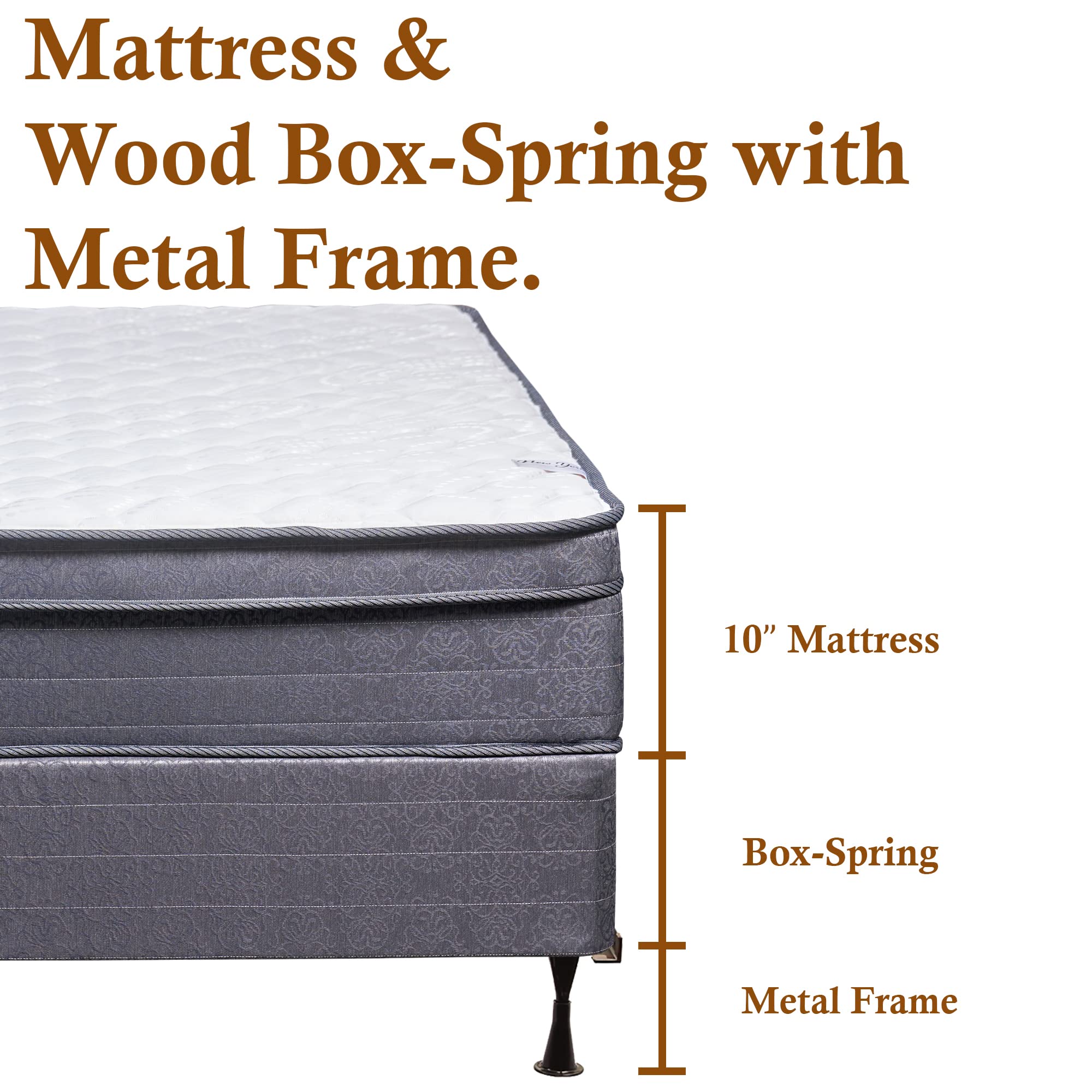 10-Inch Plush Hybrid Eurotop Innerspring Mattress with 4