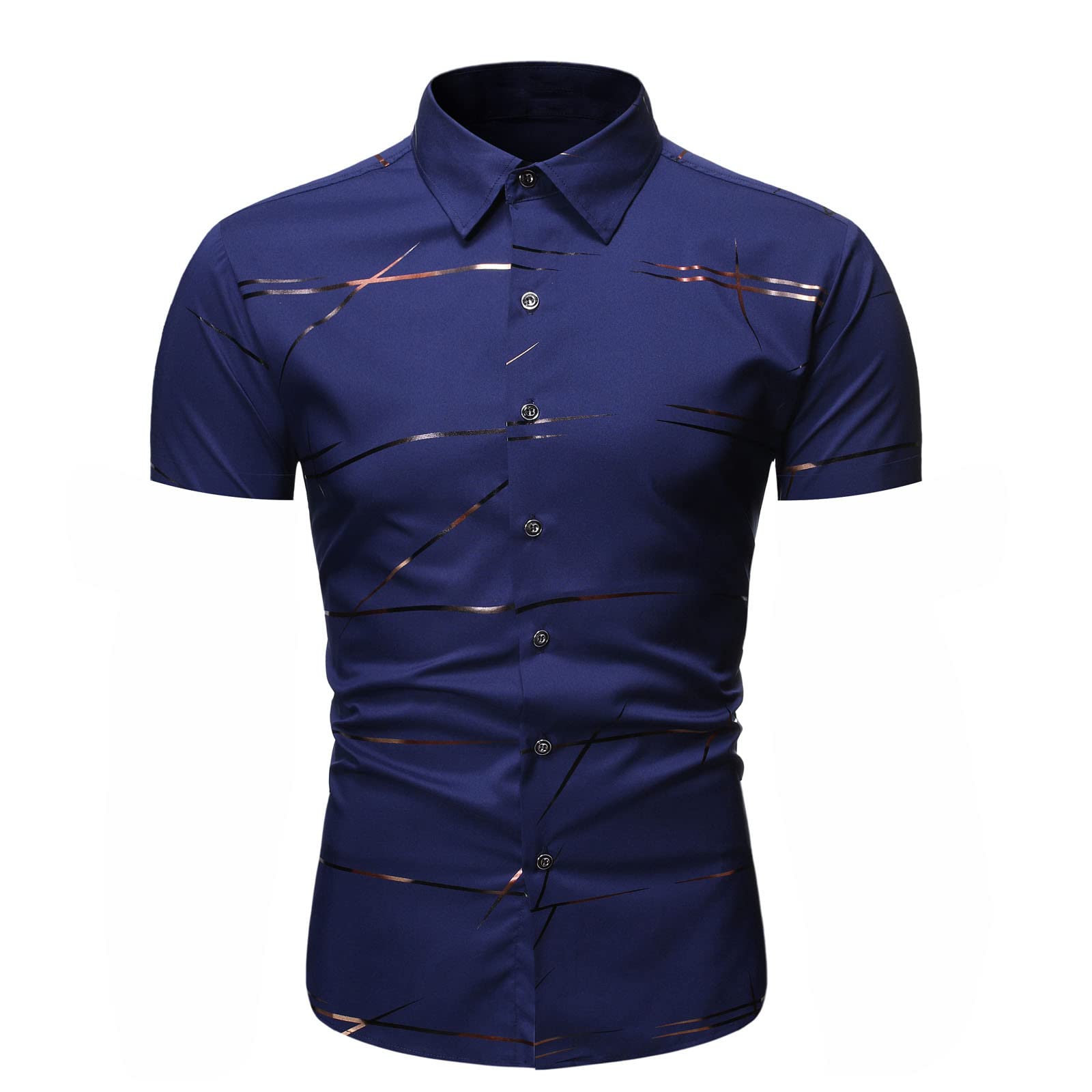 Men's Slim Fit Short Sleeve Dress Shirt - Wrinkle Resistant Business Casual Button Down Shirt for Office, Wedding & Formal Events | Breathable Muscle Tee Style