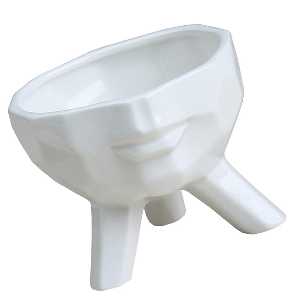 Cabilock White Ceramic Face Flower Vase - Small Desktop Planter for Succulents, Cactus & Air Plants - Indoor Decorative Plant Holder & Unique Home Office Decor