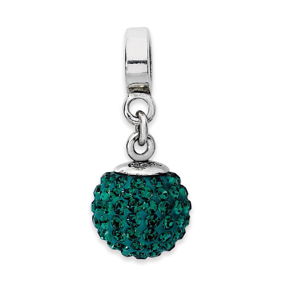 Black Bow Sterling Silver Charm with Green Crystals - Elegant Jewelry for Parties & Gifts