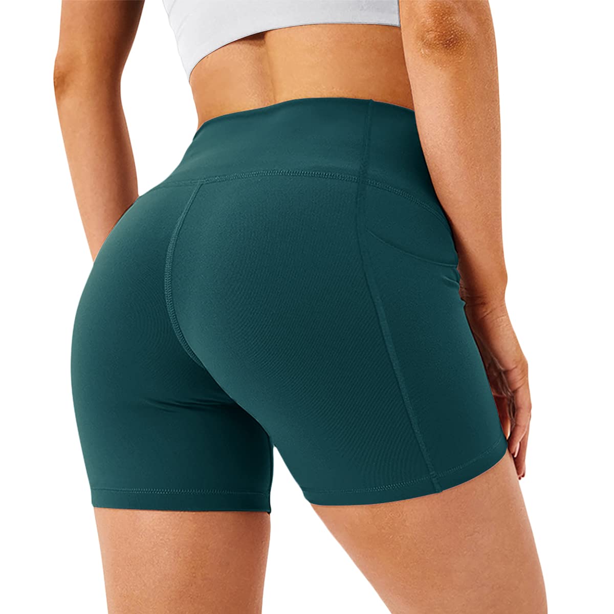 HIAMIGOS Women's High Waisted Yoga Shorts with Pockets - Non See Through Workout Shorts for Gym, Running, Cycling | Comfortable & Breathable for Yoga, Pilates, HIIT Training