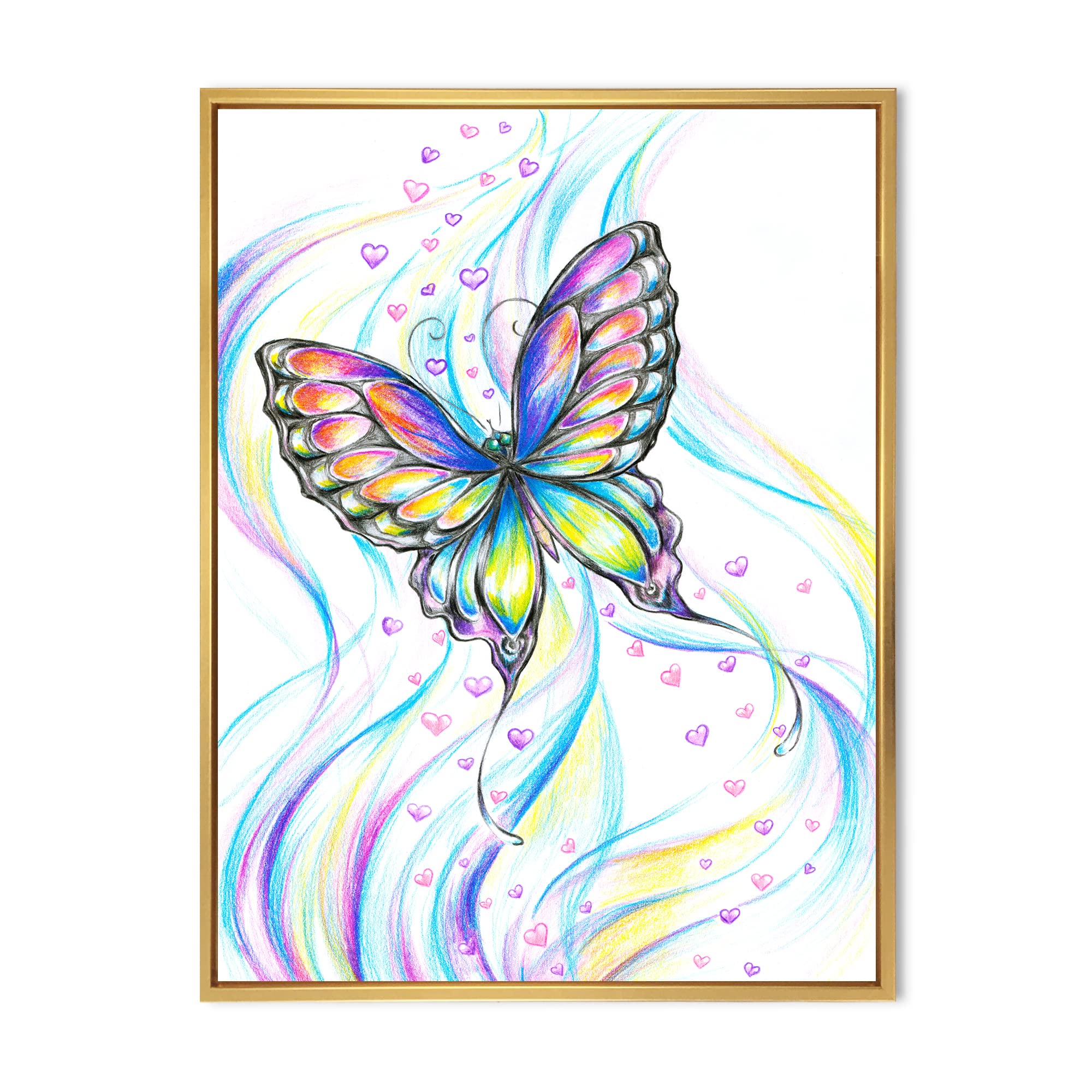 Iridescent Butterfly Canvas Wall Art Print - Traditional Framed Home Decor for Living Room, Bedroom & Office | DesignQ