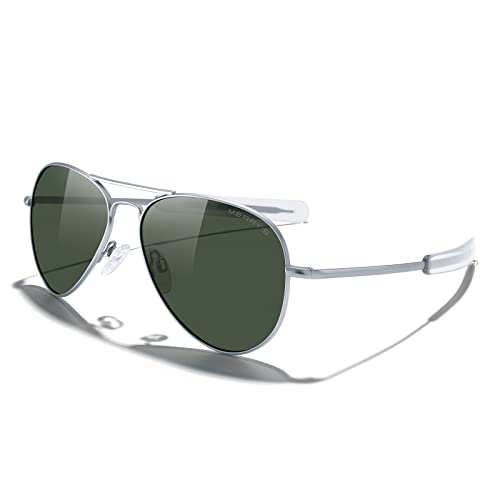 Matte Chrome Frame/Green Polarized Lens