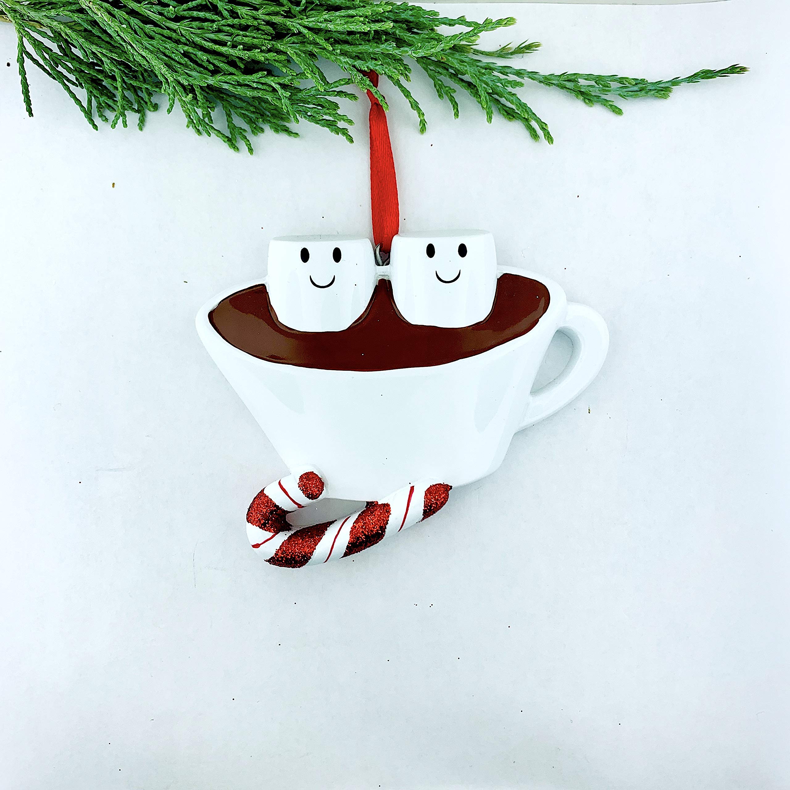 Personalized Marshmallows Couple Christmas Ornament - Custom Hot Chocolate Mug Decor for Couples Gift, Holiday Home Decoration (Perfect for Christmas Tree, Gift Exchange & Winter Wedding Decor)
