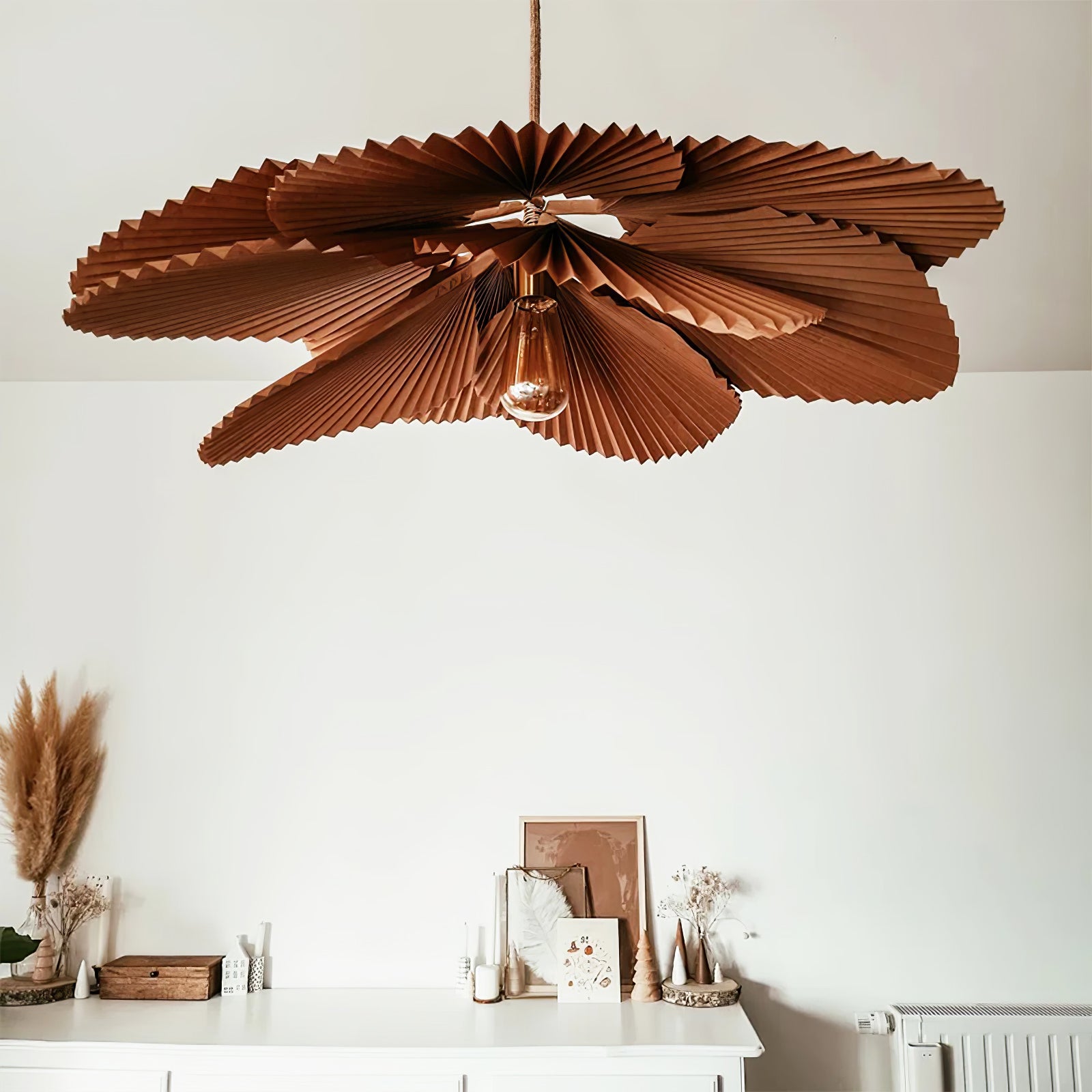 Handmade Folded Leaf Lotus Pendant Light - Bohemian Style Ceiling Lamp for Living Room, Bedroom & Dining Room Decor