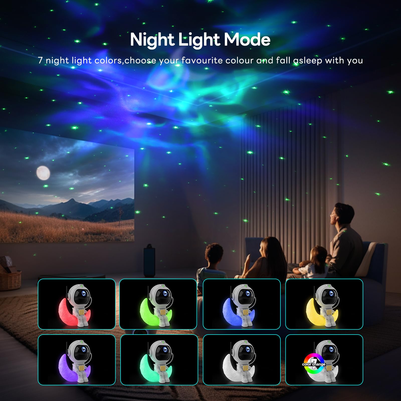 VUENICEE Astronaut Starry Sky Galaxy Projector, Night Light for Kids & Adults with Timer & Remote Control - Perfect for Bedroom, Nursery, Party Decor & Relaxation