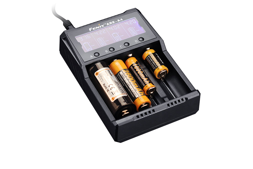 Fenix ARE A4 Universal Battery Charger for AA AAA NiMH NiCd - Perfect for Home, Travel, and Emergency Preparedness