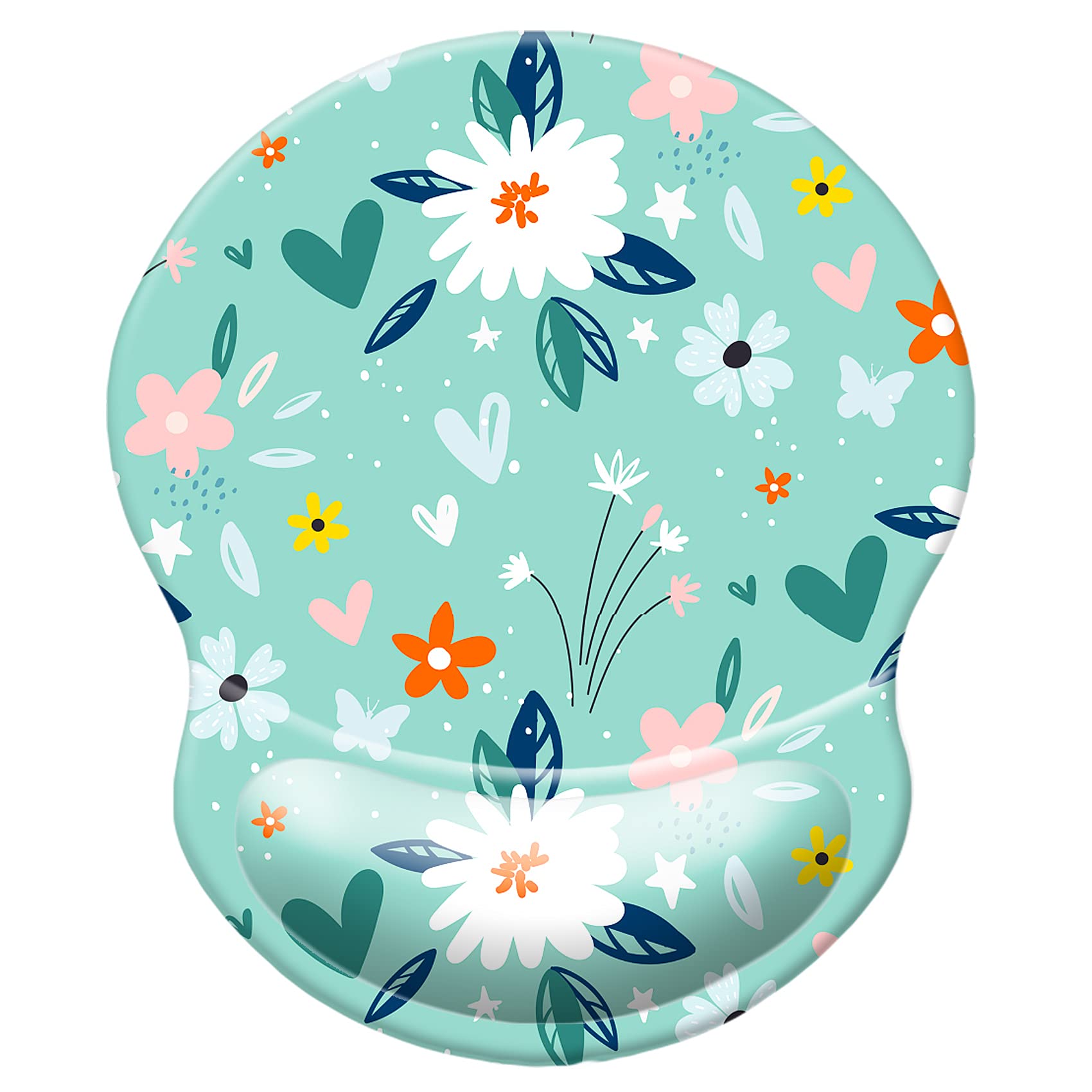 Ergonomic Wrist Mouse Pad with Comfortable Wrist Rest Support - Smooth Cloth Gaming Mouse Pad for Computer, Laptop, Office & Home Use - Perfect for Long Work Hours and Intense Gaming Sessions (Pretty Flowers Design)