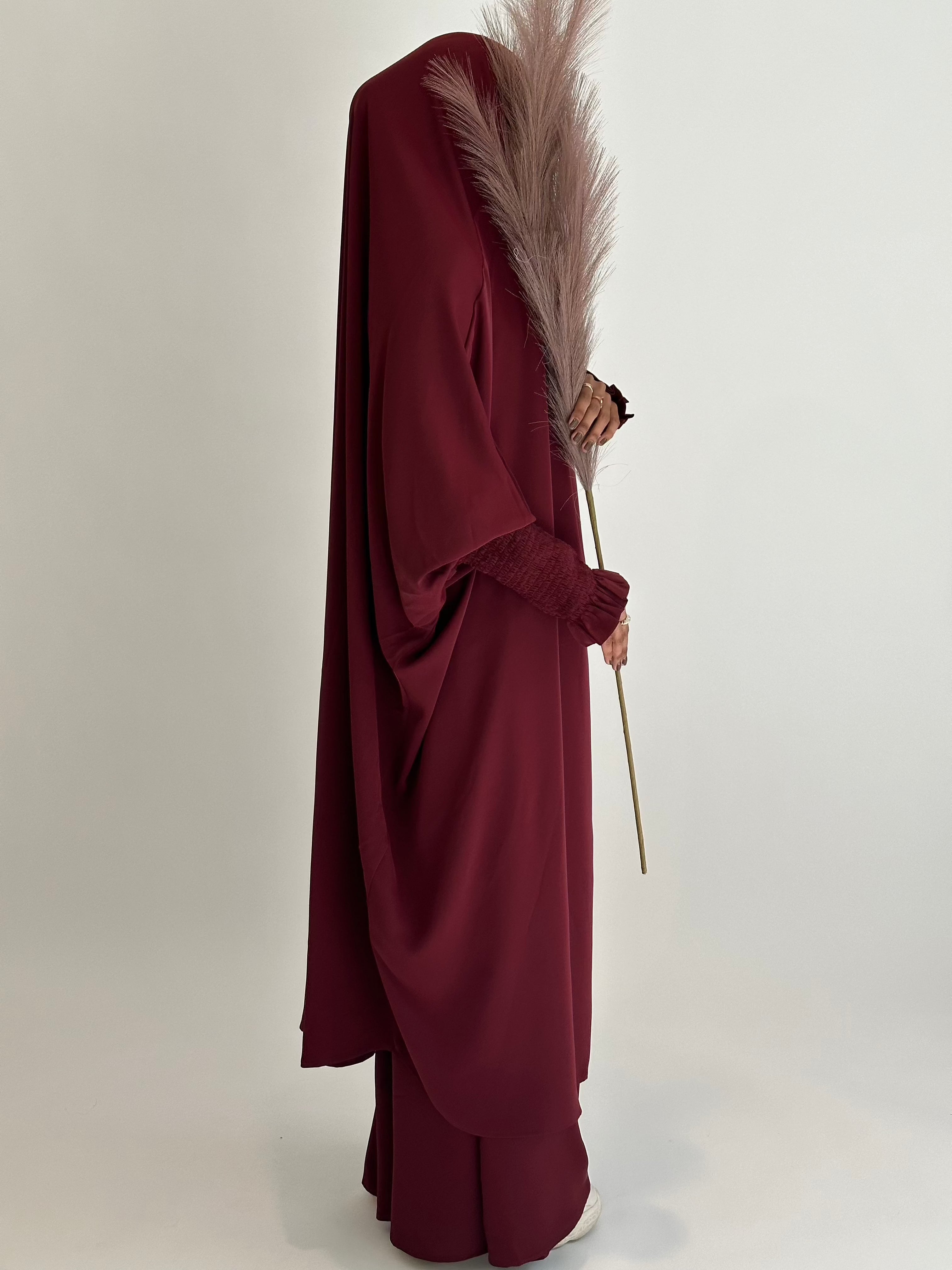 Medina 2-Piece Jilbab Set - Wine Red Color | Modest Islamic Prayer Dress for Women | Perfect for Daily Wear, Mosque Visits & Special Occasions