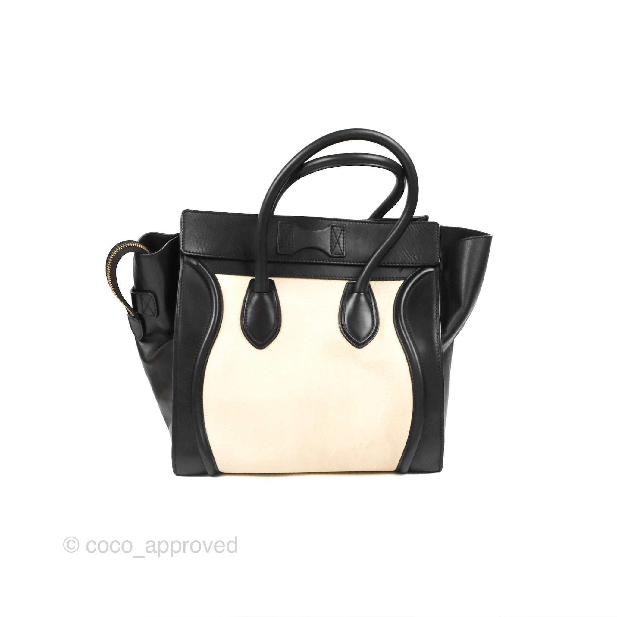 Celine Mini Luggage Bag in Black & White Aged Calfskin Leather - Perfect for Work, Travel & Everyday Luxury Handbag