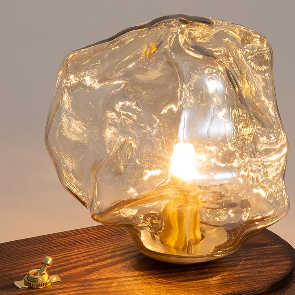 Modern Ice Stone Glass Table Lamp - Elegant Bedside & Living Room Lighting for Home Decor