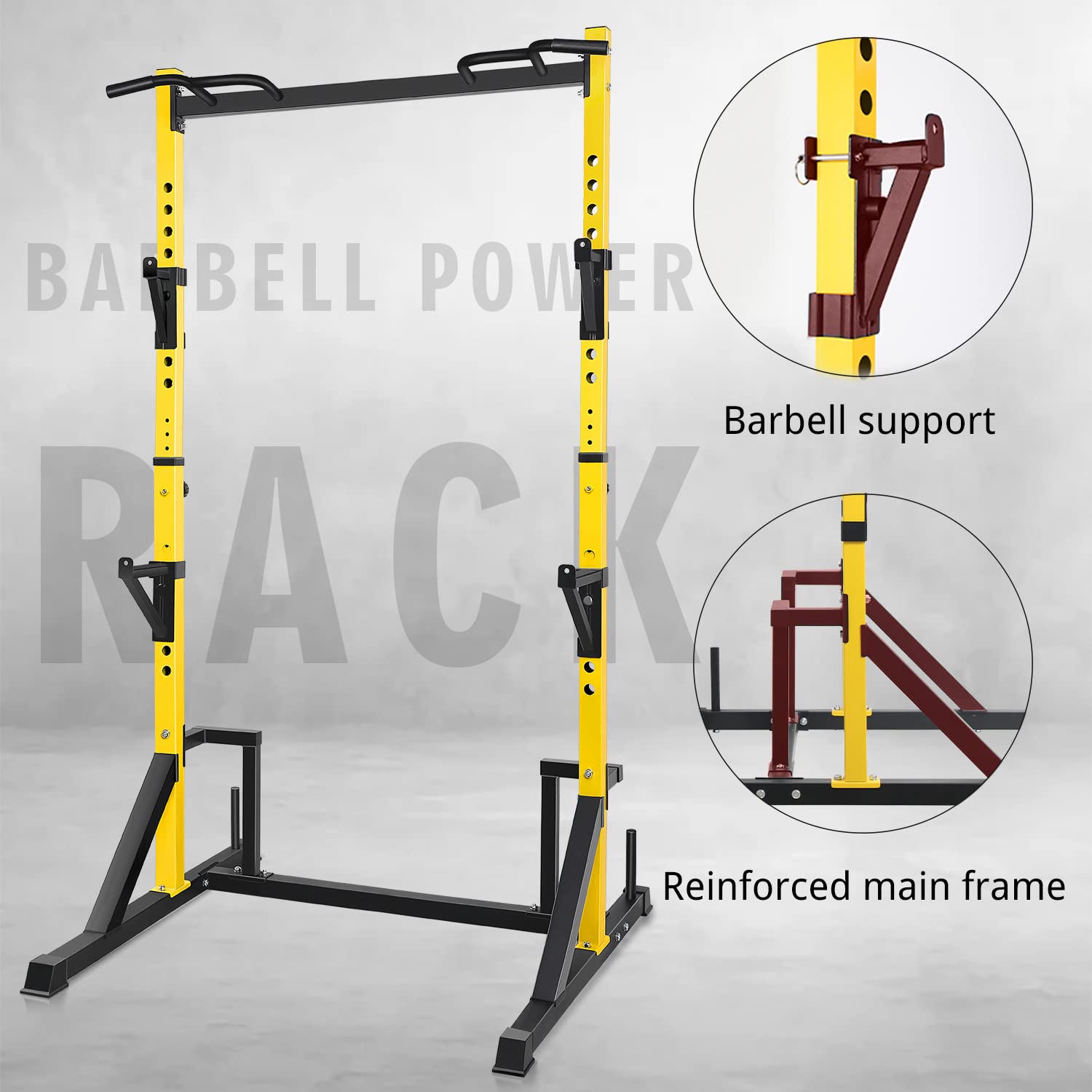 CANPA Heavy Duty Power Rack with Pull-Up Bar - 1000LB Capacity Adjustable Squat Stand for Home Gym - Power Cage for Weight Lifting, Strength Training & CrossFit Workouts - Perfect for Garage & Basement Gym Setup