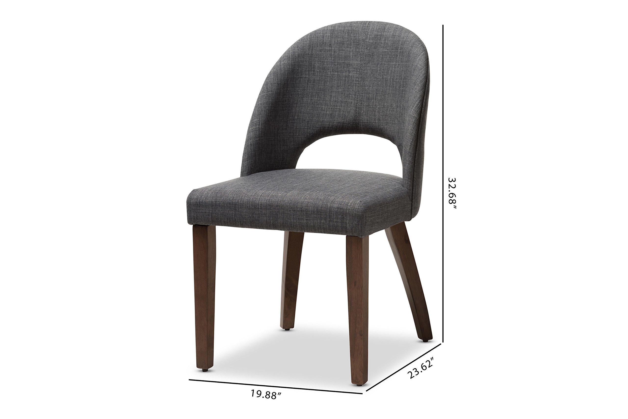 Baxton Studio Wesley Dining Chair - Dark Grey Fabric Upholstered with Walnut Wood Finish - Modern Kitchen & Dining Room Furniture for Home Decor
