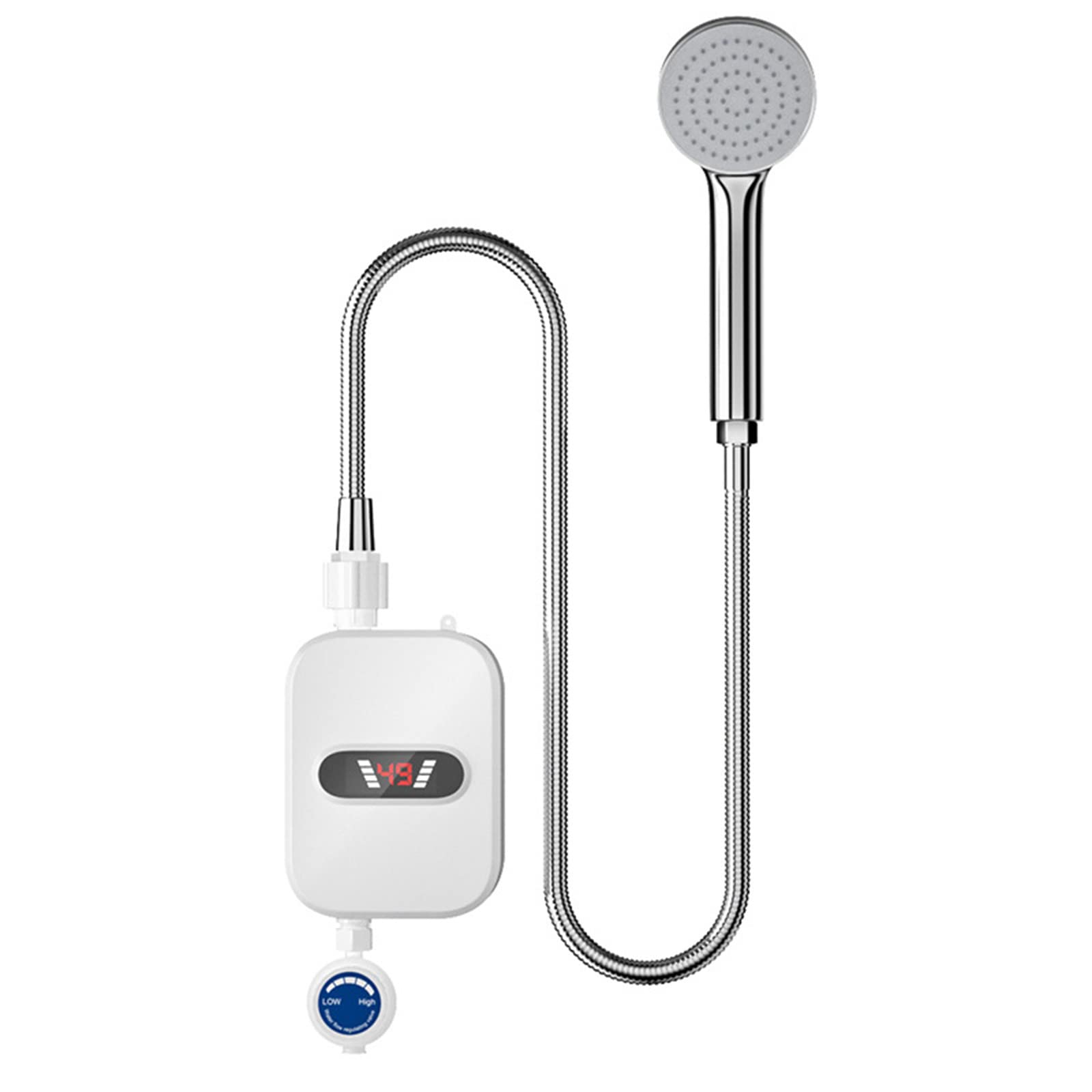 3000W Instant Electric Water Heater - Fast Heating Mini Tankless Water Heater for Kitchen & Bathroom - Thermostatic Shower Set (White) - Perfect for Small Apartments, RVs & Off-Grid Living