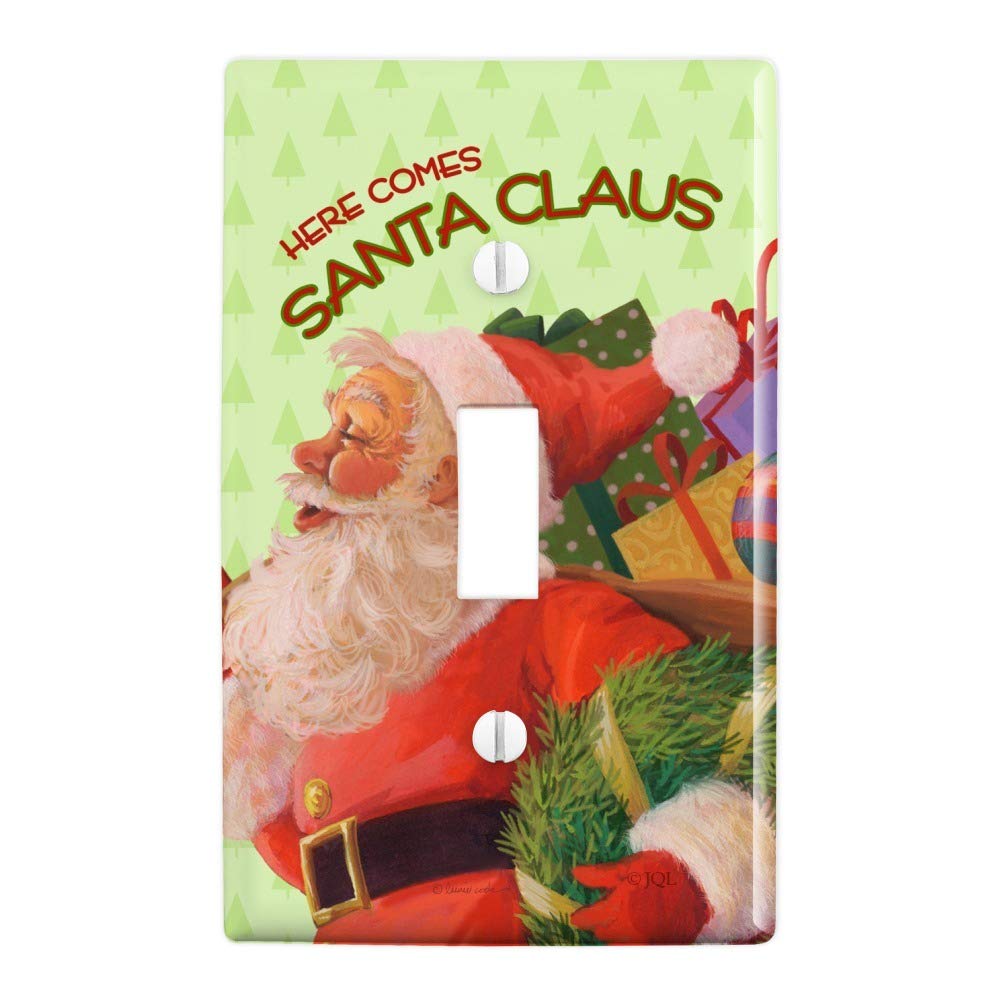 Christmas Santa Claus Plastic Wall Decor Light Switch Plate Cover - Holiday Home Decor for Bedroom, Living Room & Kitchen