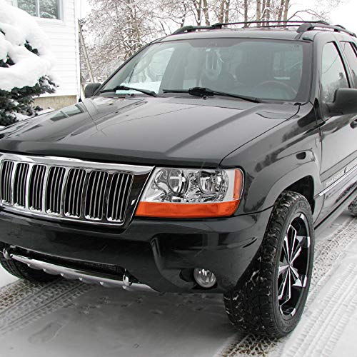 Jeep Grand Cherokee Clear Headlights with Amber Turn Signal - 1999-2004 Model Year Replacement Pair | Left + Right Side | Off-Road & Night Driving Upgrade