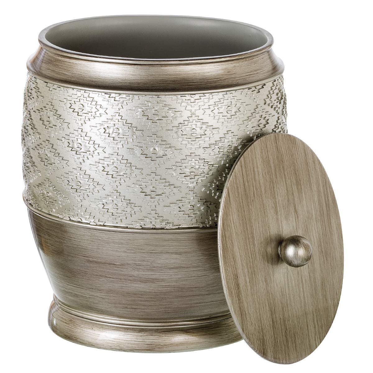 Creative Scents Dublin Silver Small Bathroom Trash Can with Lid - Brushed Stainless Steel Bathroom Garbage Bin - Decorative Waste Basket for Bathroom, Bedroom & Office - Durable Wastebasket for Paper, Diapers & Tissues | Perfect for Home, Hotel & Spa Decor