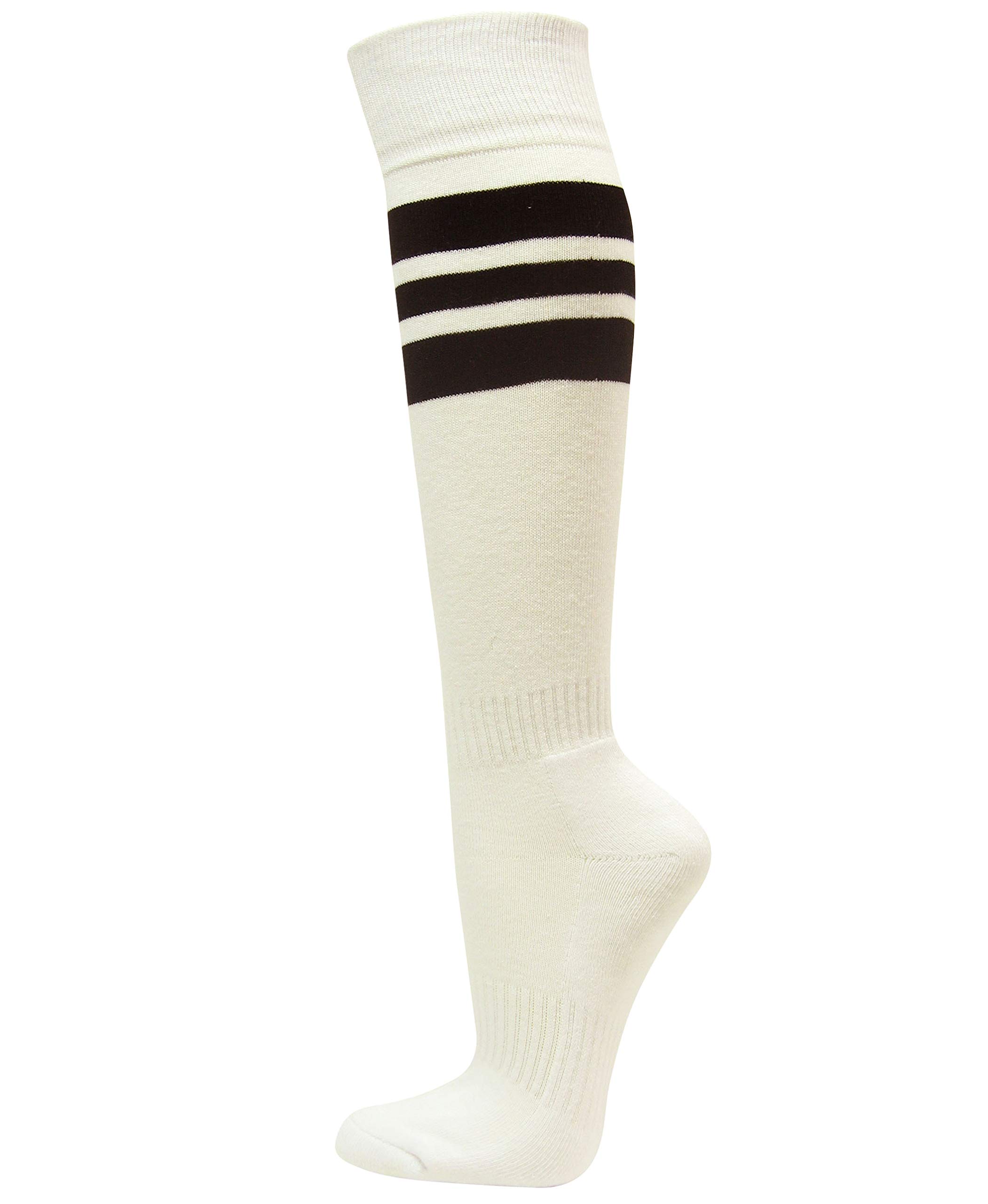 Breathable Couver Strip White Knee High Sports Socks for Softball, Running & Athletic Performance – Stay Comfortable During Workouts & Games