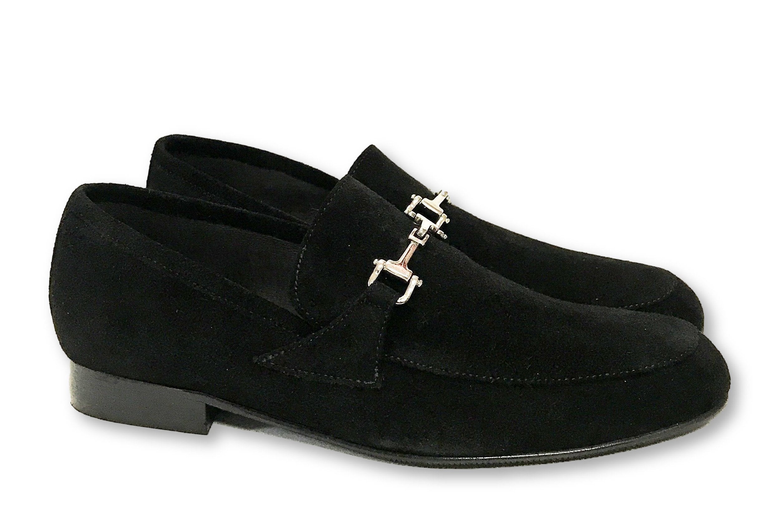 Atlanta Black Suede Buckle Moccasin Dress Shoes for Men - Comfortable Formal & Business Occasions