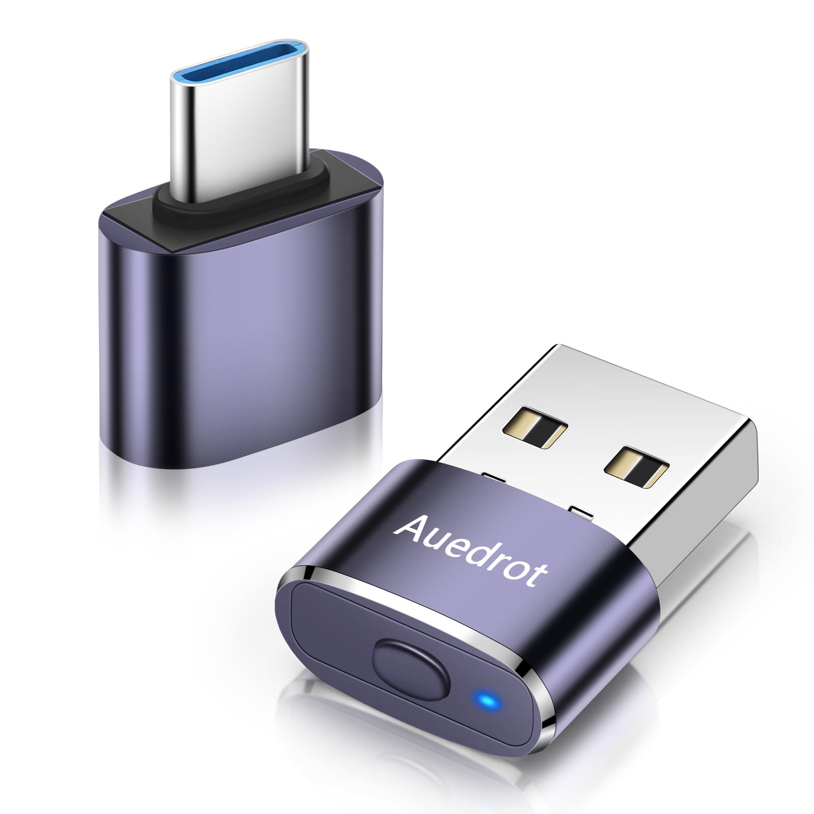 Undetectable USB Mouse Jiggler - Metal USB Mouse Mover with Switch Button, 2 Jiggle Modes, Driver-Free Plug & Play - Keep PC/Laptop Awake (Includes USB-C Adapter, Purple) - Perfect for Remote Work, Online Meetings & Preventing Sleep Mode
