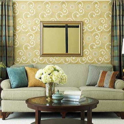 Kyoto Allover Flower Wall Stencil - DIY Home Decor Painting Template for Bedroom, Nursery & Living Room Wall Art Projects