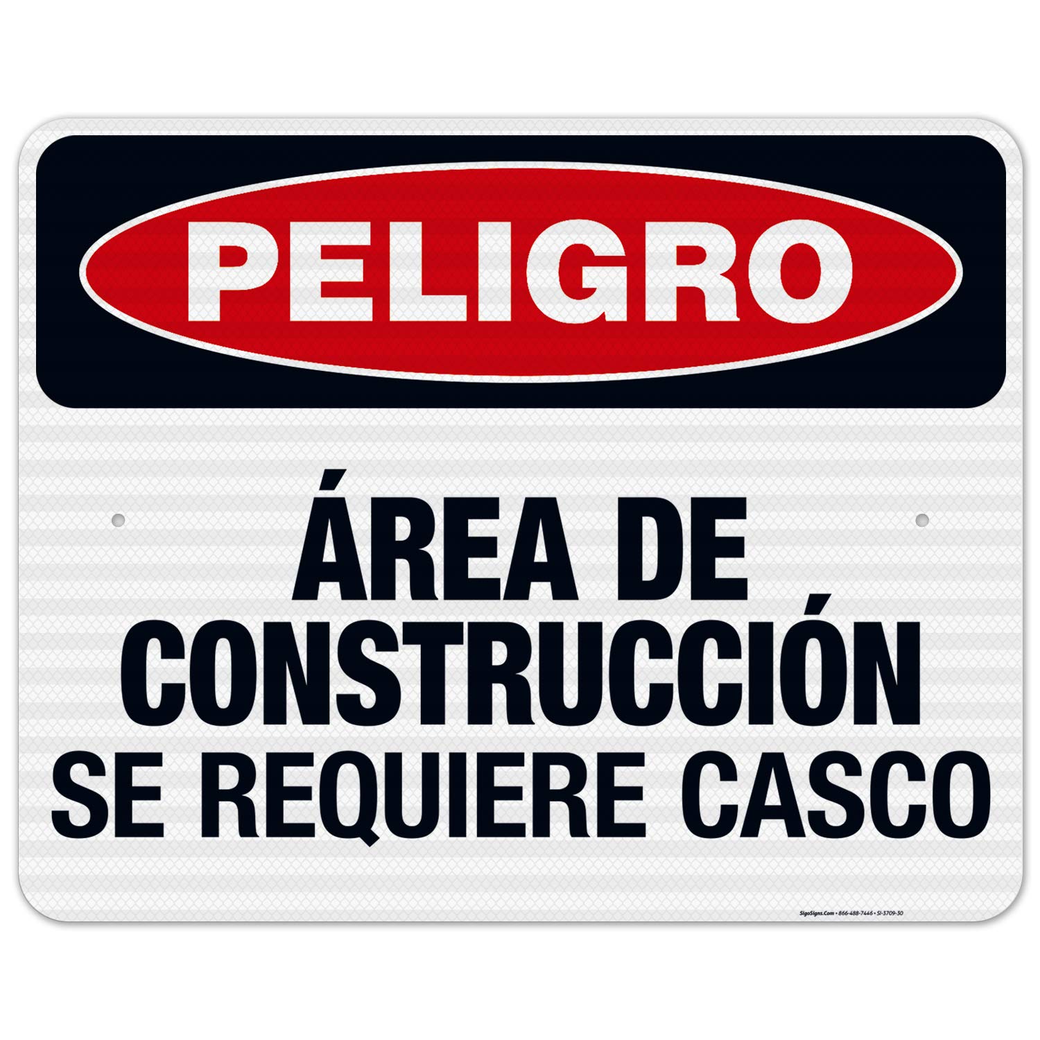 OSHA Approved Construction Hard Hat Required Spanish Sign - 24x30 Inches, 3M EGP Reflective .080 Aluminum - Fade Resistant for Indoor/Outdoor Use - Made in USA - Perfect for Construction Sites, Warehouses & Safety Zones