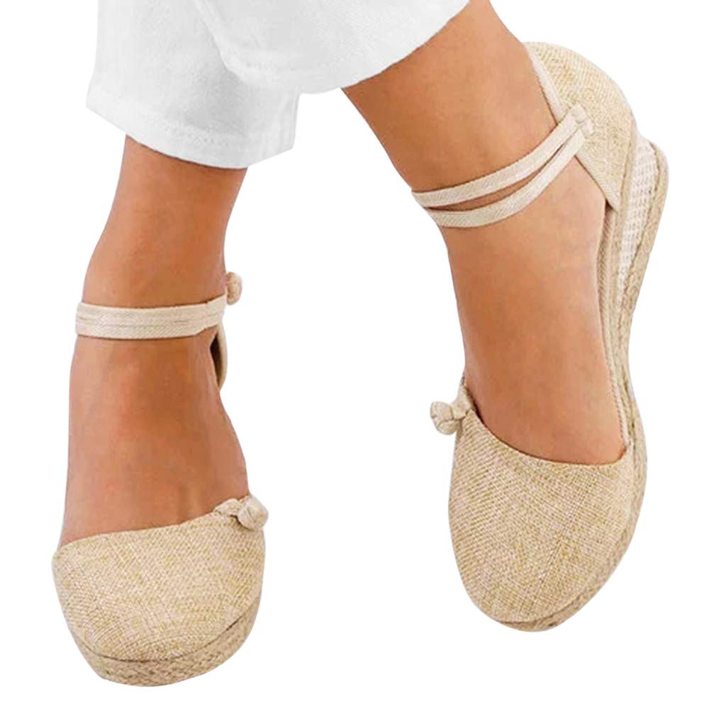 Aniywn Women's Platform Sandals with Wedge Heel & Ankle Strap - Closed Toe Summer Espadrilles for Casual Outings, Beach Vacations & Date Nights