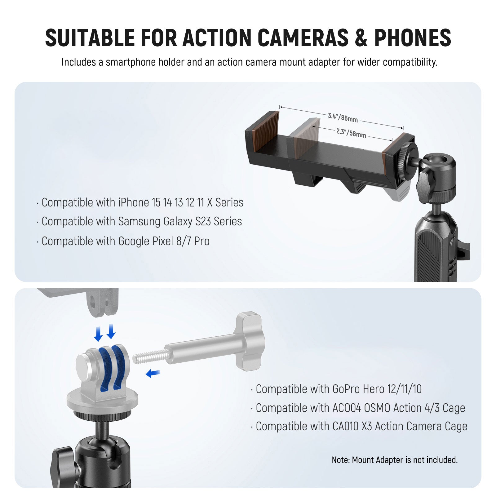 Neewer CA029 Suction Cup Mount for GoPro - Secure & Stable Camera Mount for Action Cameras, Perfect for Car, Motorcycle, Surfing & Outdoor Adventures (Model 66603677)