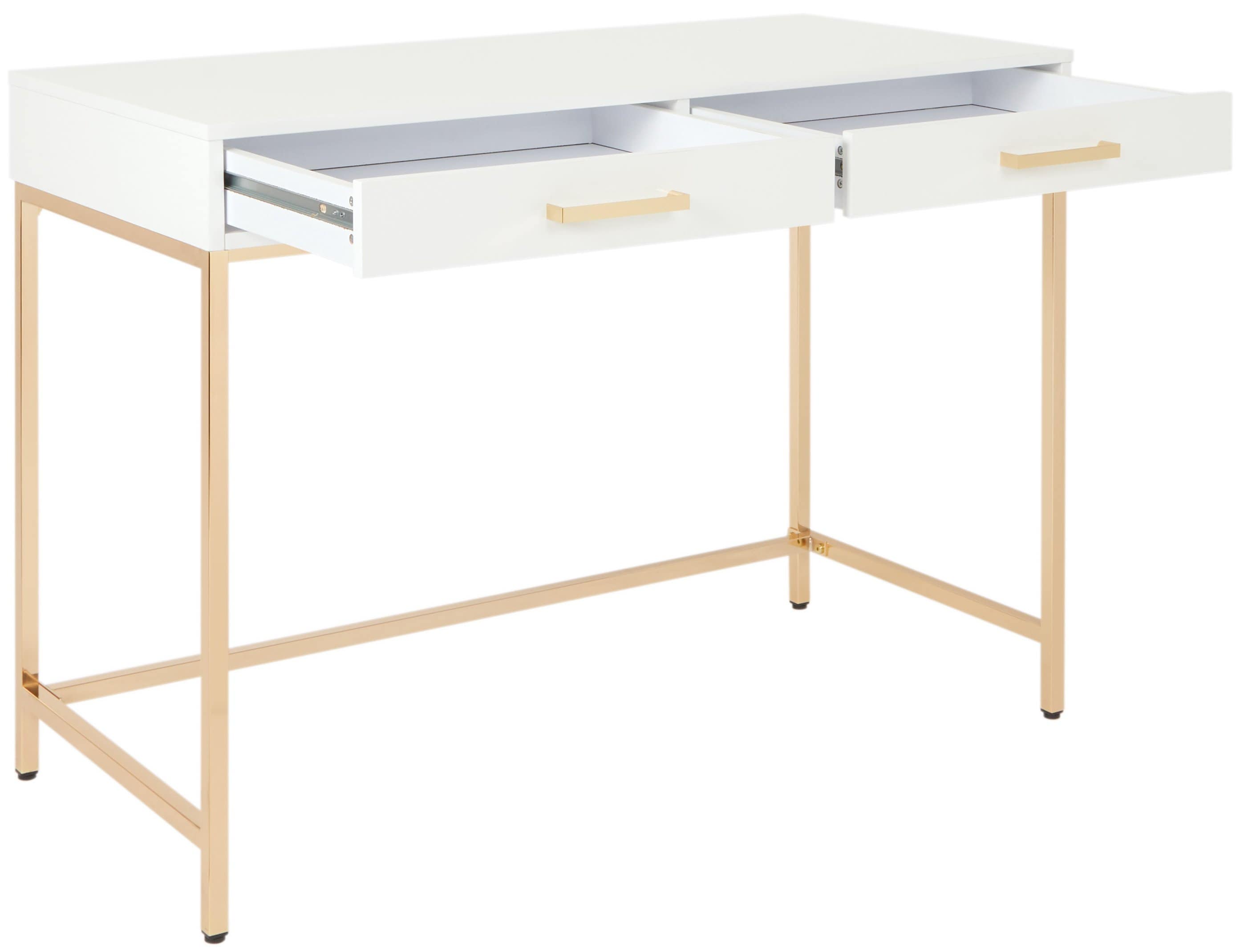 Office Star OSP Designs Alios Desk [ALS42 WH] - Modern White Computer Desk for Home Office, Study & Workspace - Ergonomic Writing Desk with Durable Metal Frame for Small Spaces
