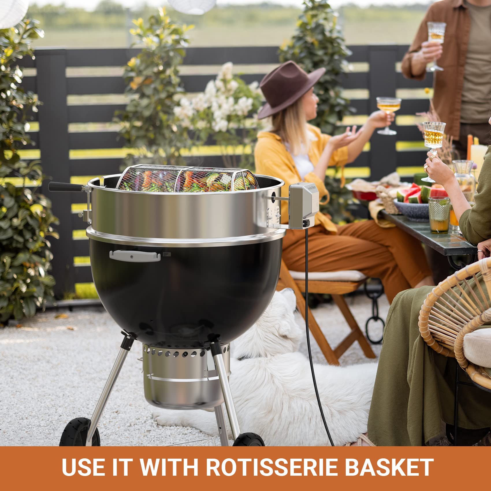 OnlyFire Premium Stainless Steel Rotisserie Ring Kit for Weber 22
