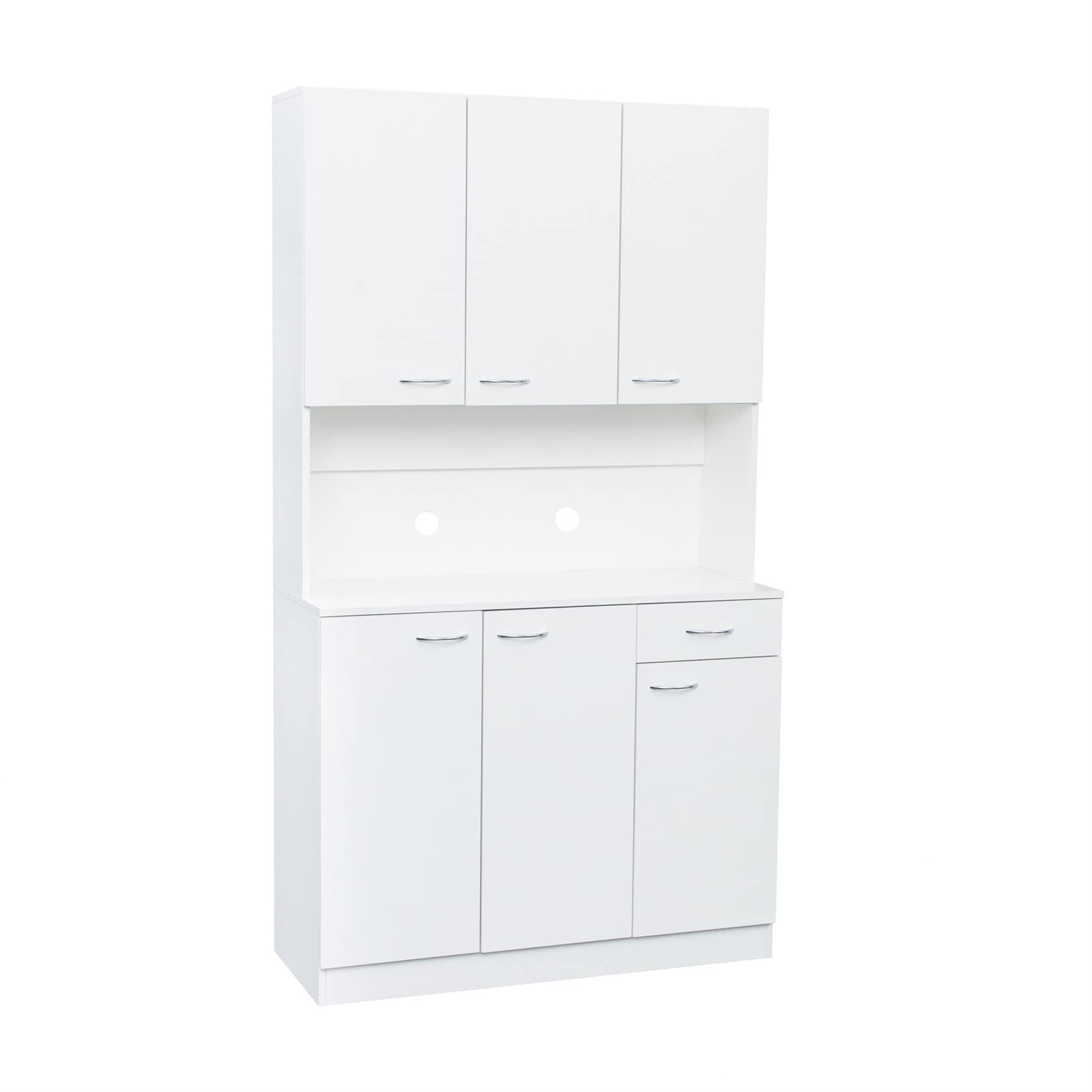 Bellemave 6-Door Kitchen Pantry Storage Cabinet with Adjustable Shelves, Freestanding Buffet Hutch & Microwave Stand with Drawer - White | Perfect for Home, Office & Small Space Organization