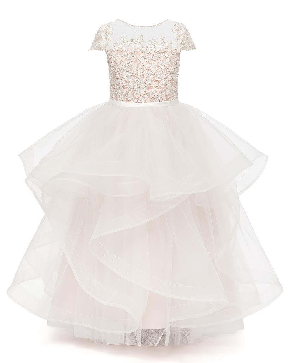 Yexinbridal Tulle Lace Pageant Ball Gown - Flower Girl Dress for Kids, Princess Wedding Communion Dress - Perfect for Pageants, Weddings, and Special Occasions