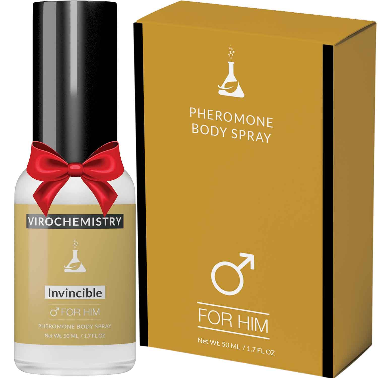 Invincible Men's Pheromone Body Spray - Extra Strength Attraction Fragrance with Human Grade Pheromones, 50ml - Boost Confidence for Dating, Nightlife & Social Events