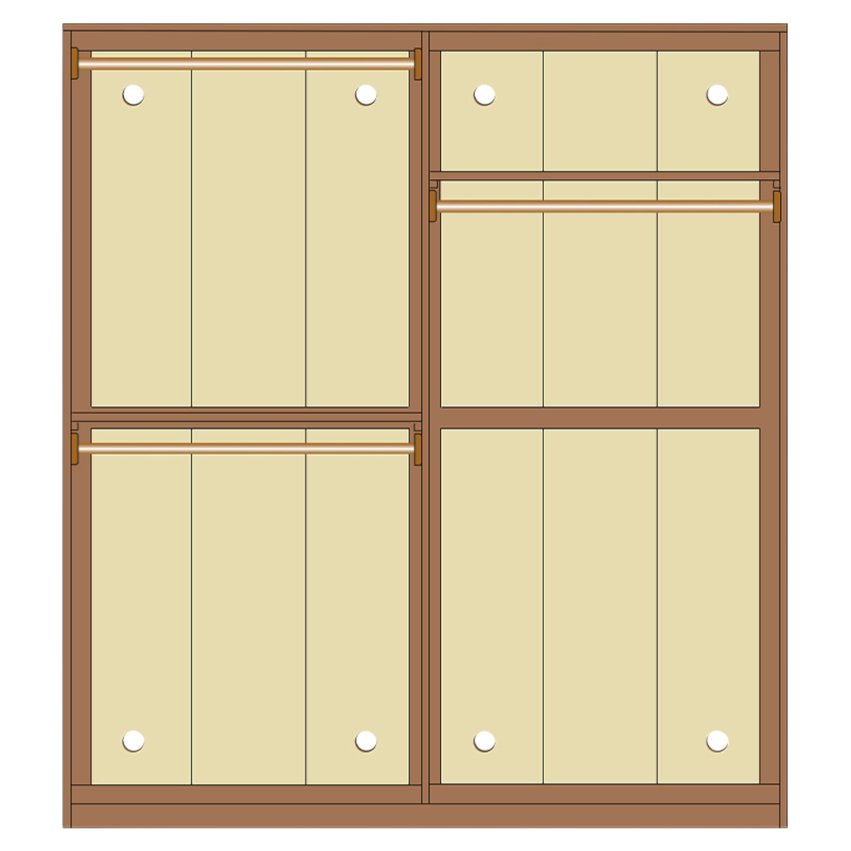 61.4x19.7x78.7 inch / 156x50x200сm /Walnut Color /four door wardrobe hanging style