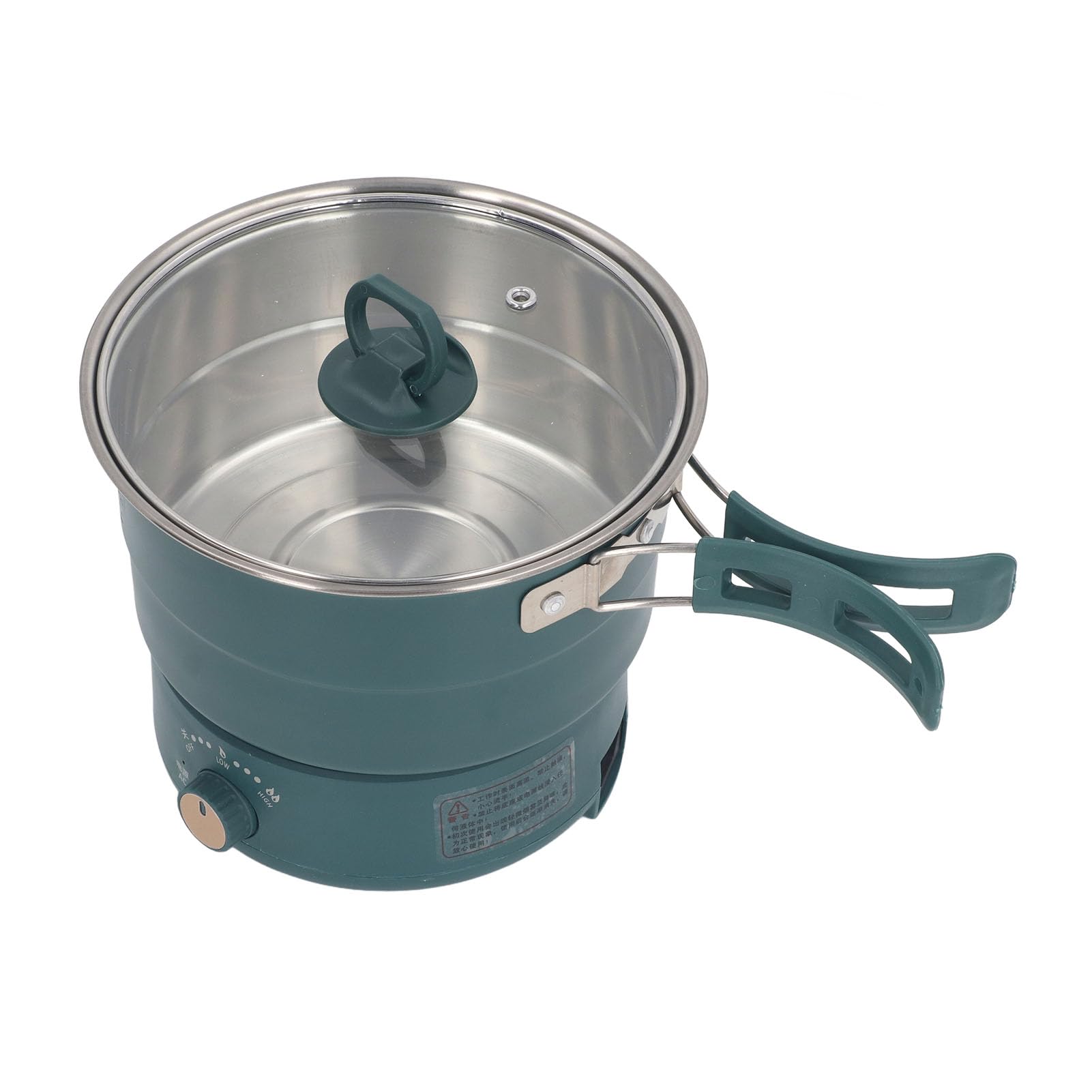 500W 1.6L Multifunctional Electric Cooker - Portable Mini Ramen Noodle Cooker with Foldable Handle for Dorm, Office & Travel | Perfect for Cooking Noodles, Steak, Eggs & Stir-Fry Dishes