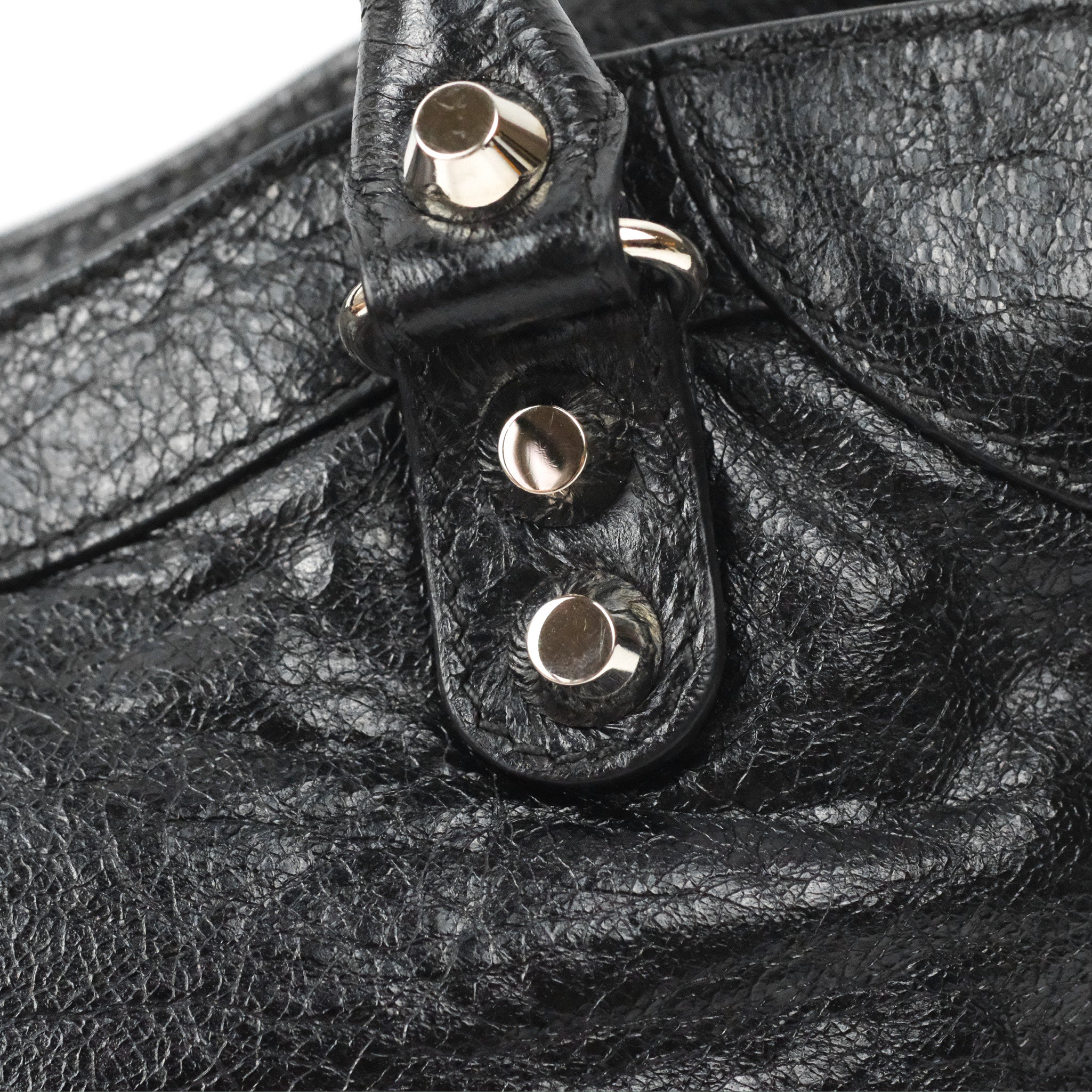 Balenciaga Classic Mini City Bag in Black Aged Calfskin with Silver Hardware - Perfect for Everyday Use, Work & Travel