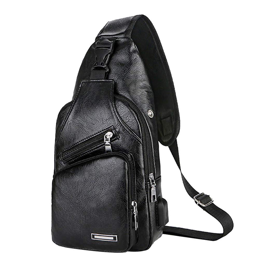 Duseedik USB Charging Crossbody Bag - Waterproof Sports Shoulder Backpack for Gym, Travel & Pump Parts Storage (Black, One Size) - Perfect for Nursing Moms, Fitness Enthusiasts & Daily Commute